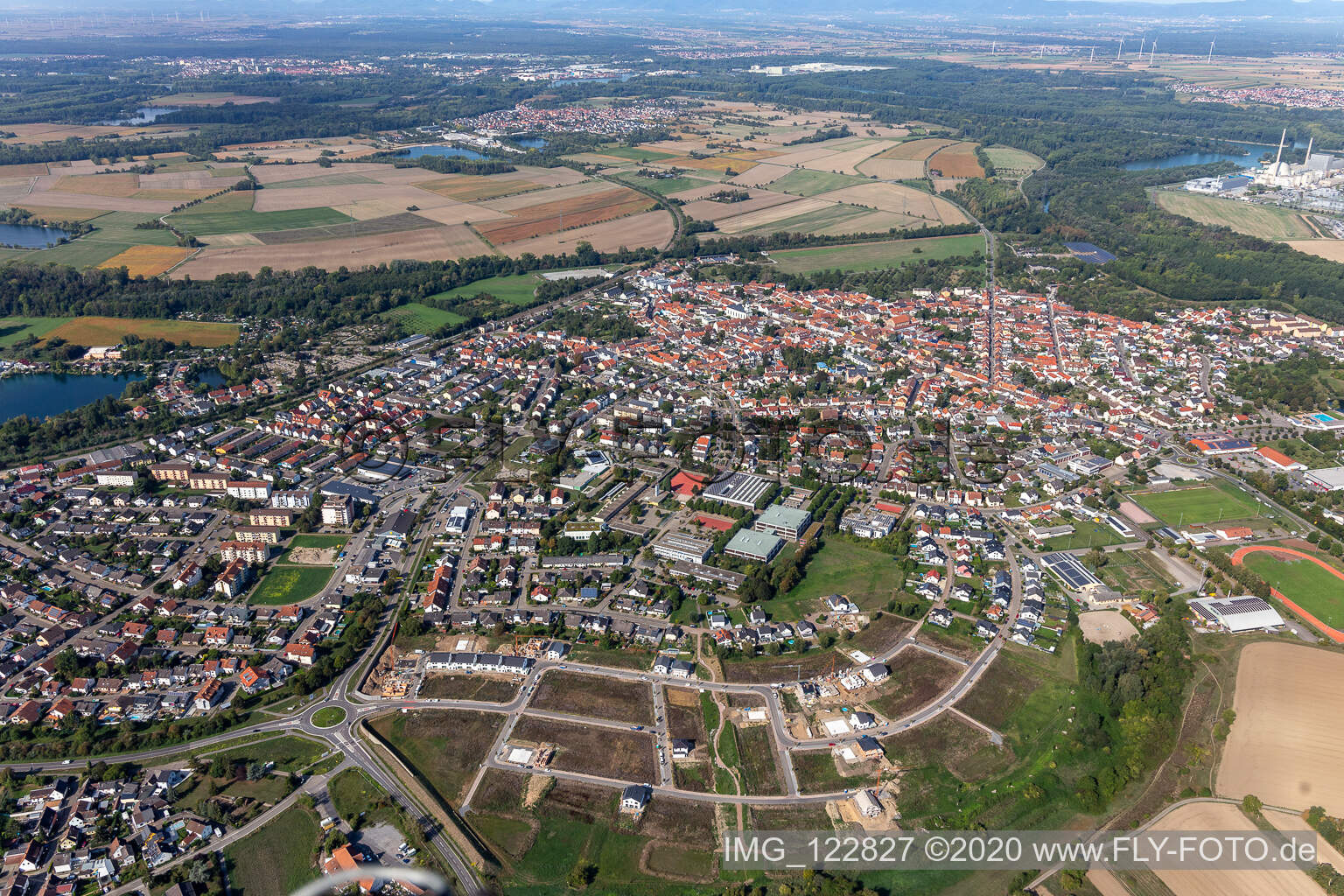Luftaufnahme von Philippsburg im Bundesland Baden-Württemberg, Deutschland
