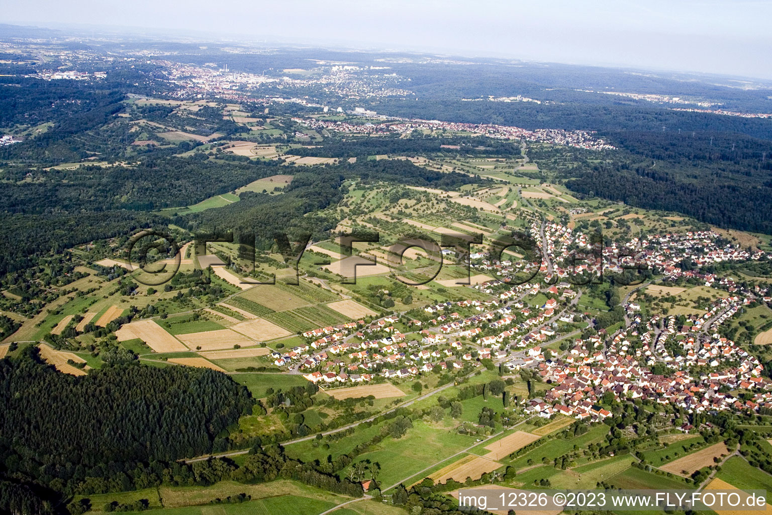 Luftbild von Naturschutzgebiet Kettelbachtal in Gräfenhausen im Bundesland Baden-Württemberg, Deutschland