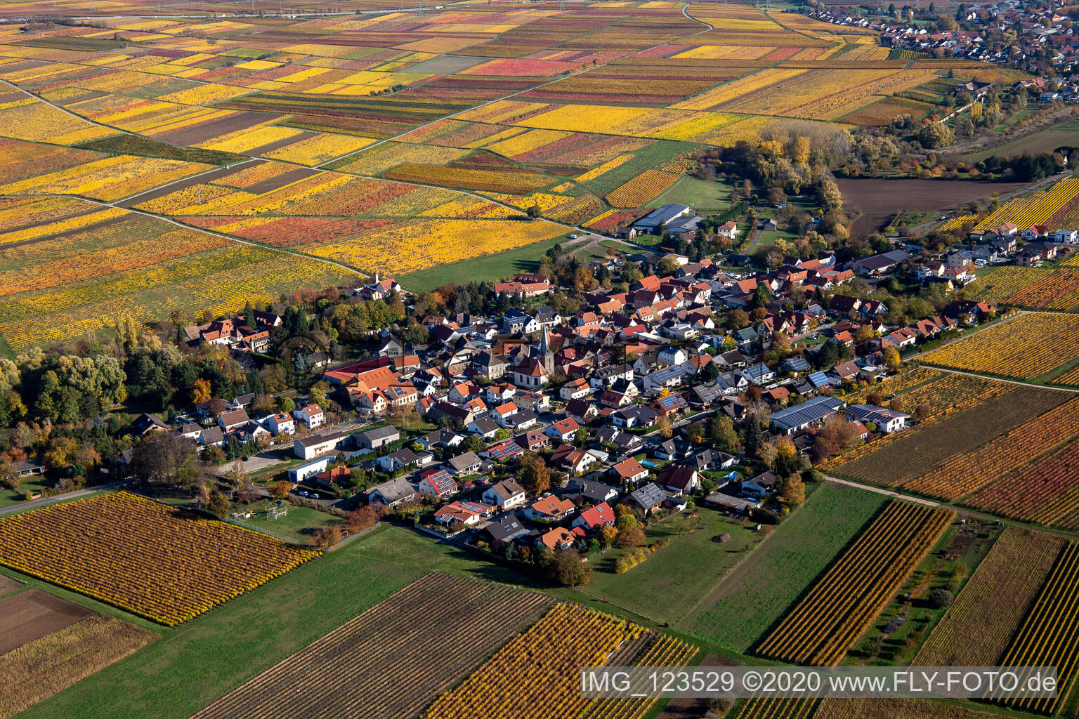 Luftaufnahme von Bissersheim im Bundesland Rheinland-Pfalz, Deutschland