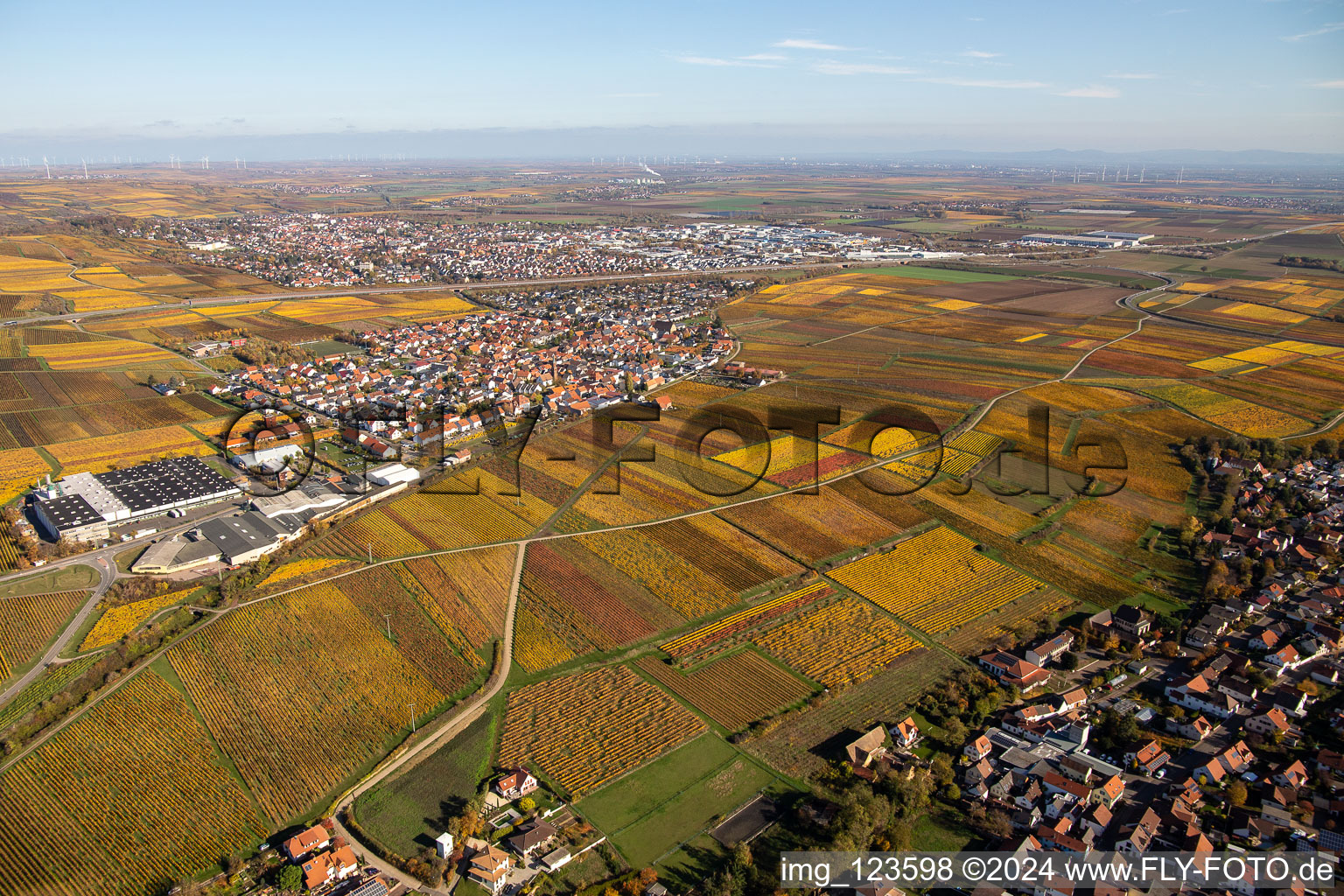 Dorf - Ansicht im Ortsteil Sausenheim in Grünstadt im Bundesland Rheinland-Pfalz, Deutschland