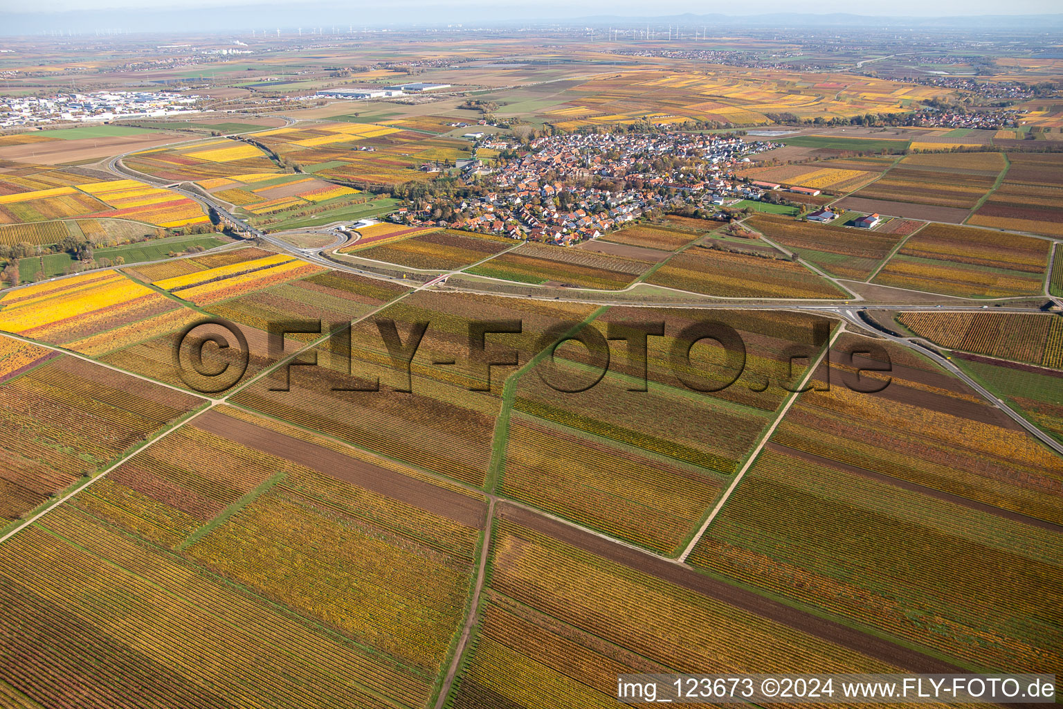 Drohnenaufname von Kirchheim an der Weinstraße im Bundesland Rheinland-Pfalz, Deutschland