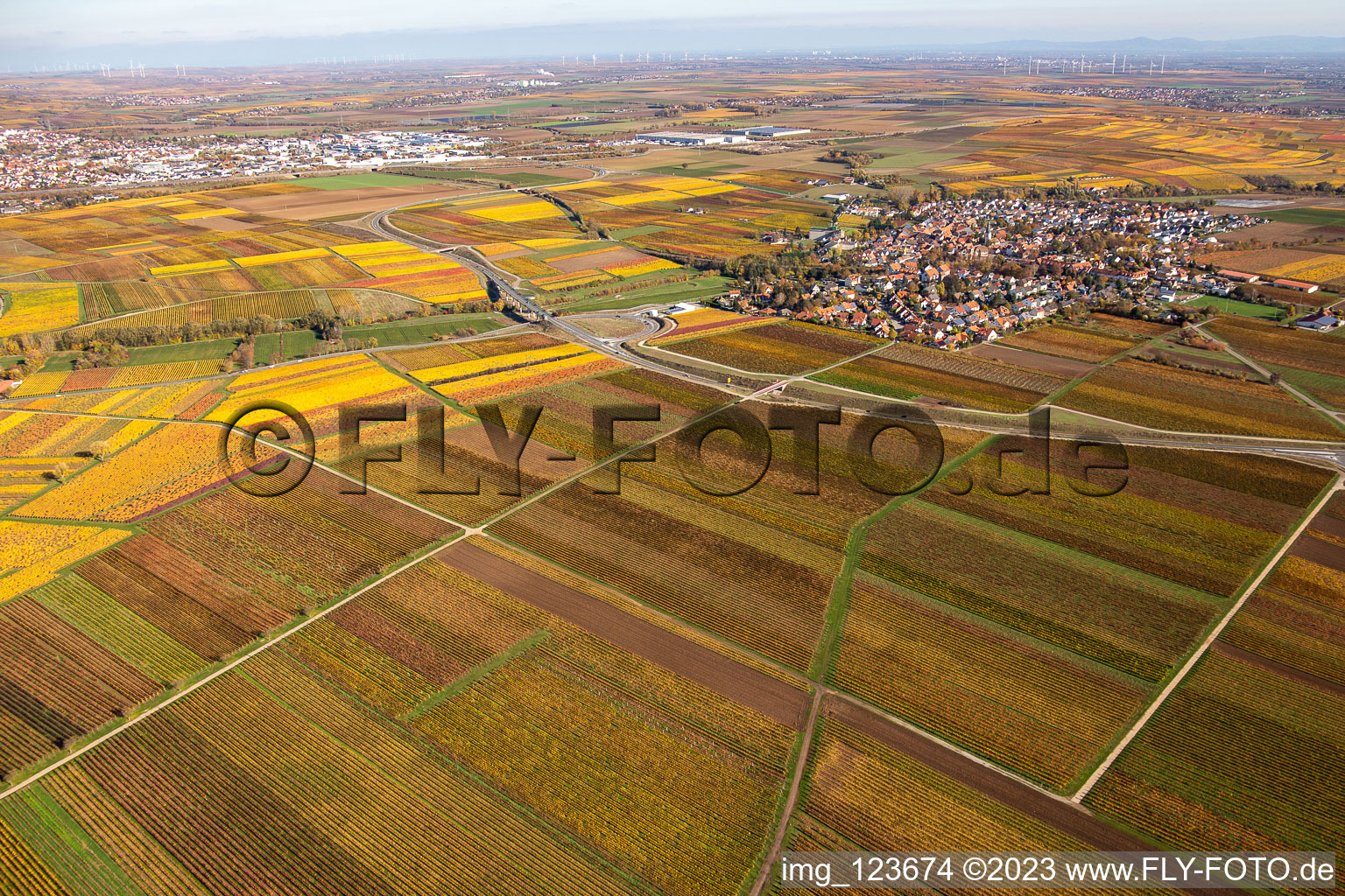 Drohnenbild von Kirchheim an der Weinstraße im Bundesland Rheinland-Pfalz, Deutschland