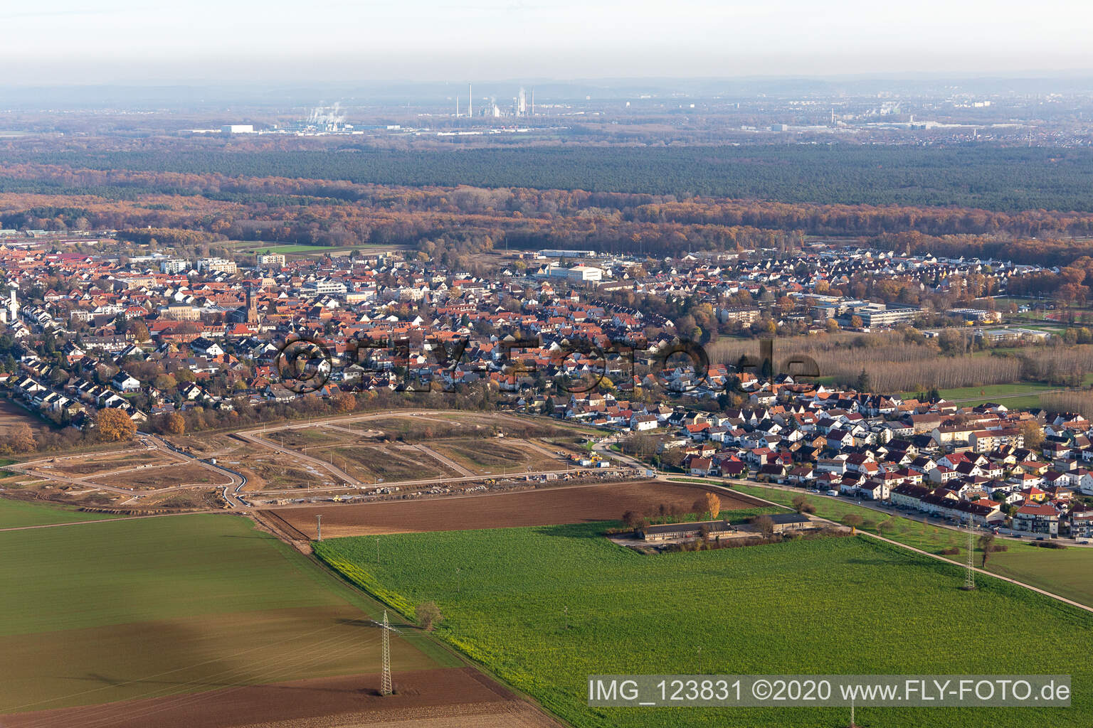Luftaufnahme von Baugebiet K2 in Kandel im Bundesland Rheinland-Pfalz, Deutschland