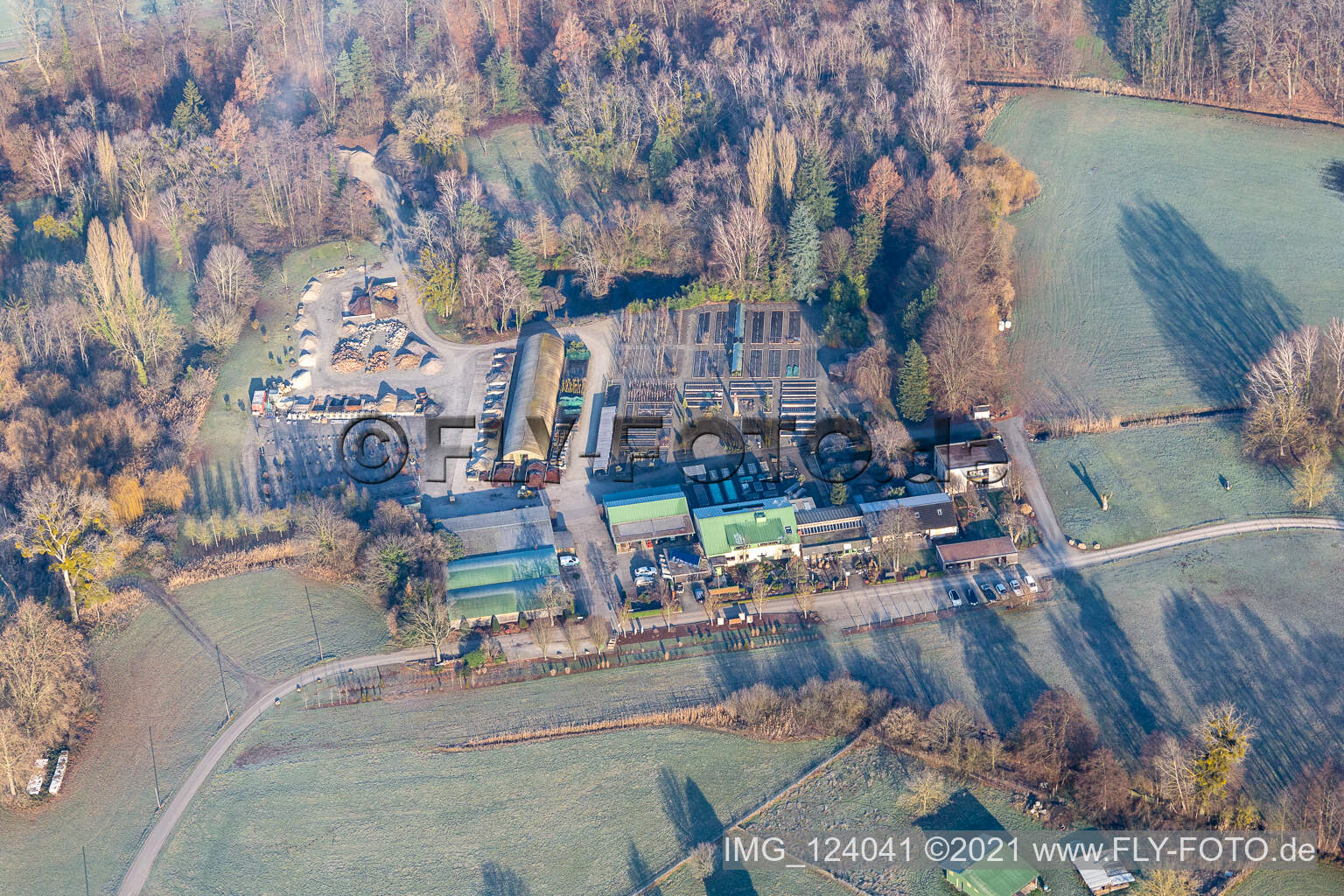 Luftbild von Bienwald Baumschule in Berg im Bundesland Rheinland-Pfalz, Deutschland