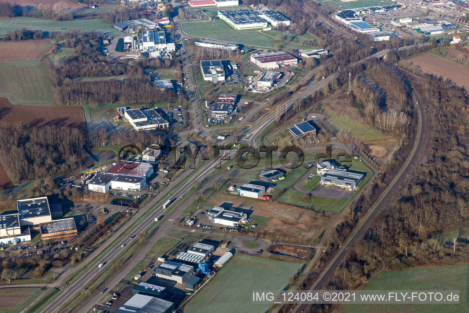 Schrägluftbild von Wissembourg im Bundesland Bas-Rhin, Frankreich