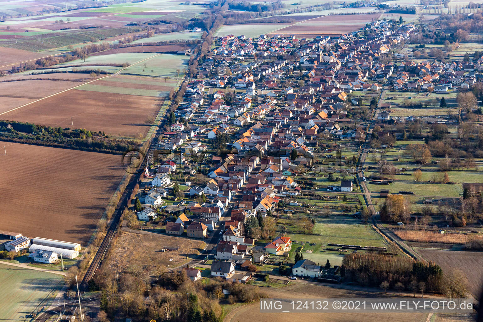 Ortsteil Schaidt in Wörth am Rhein im Bundesland Rheinland-Pfalz, Deutschland von oben gesehen
