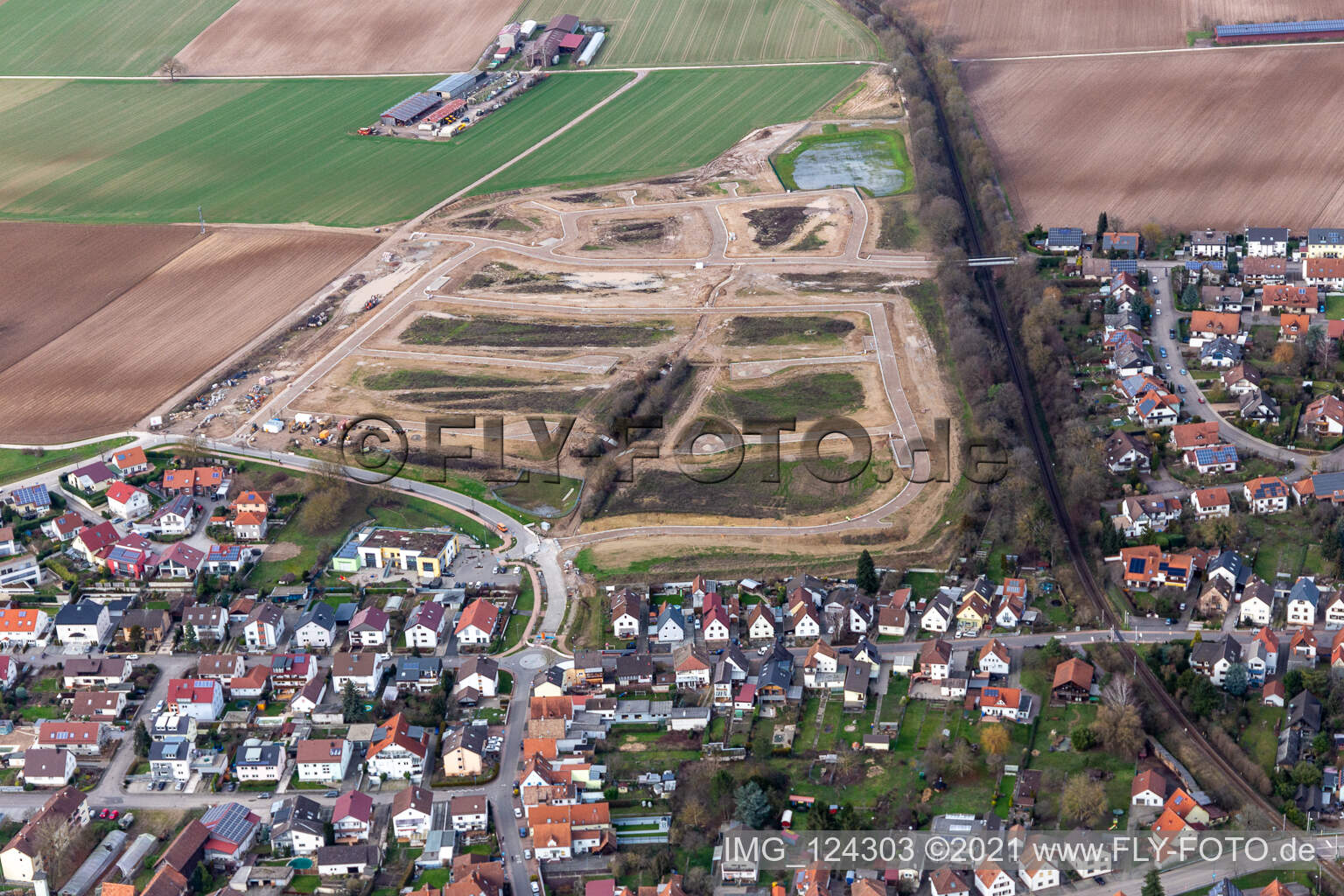 Schrägluftbild von Baugebiet K2 in Kandel im Bundesland Rheinland-Pfalz, Deutschland