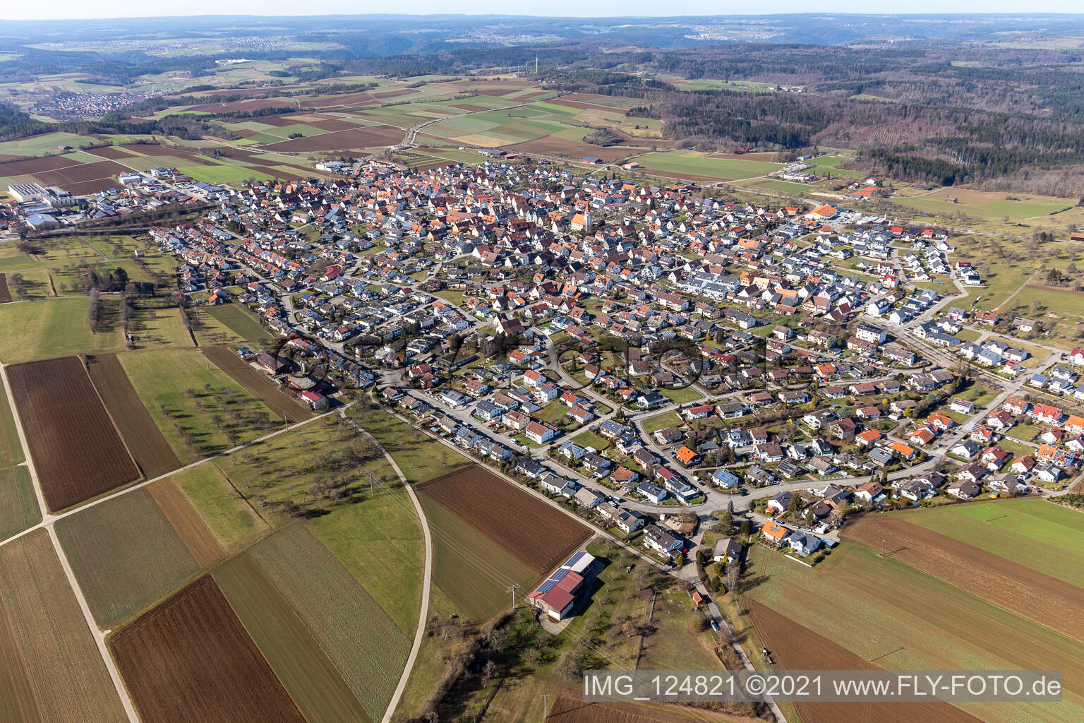 Luftbild von Deckenpfronn im Bundesland Baden-Württemberg, Deutschland