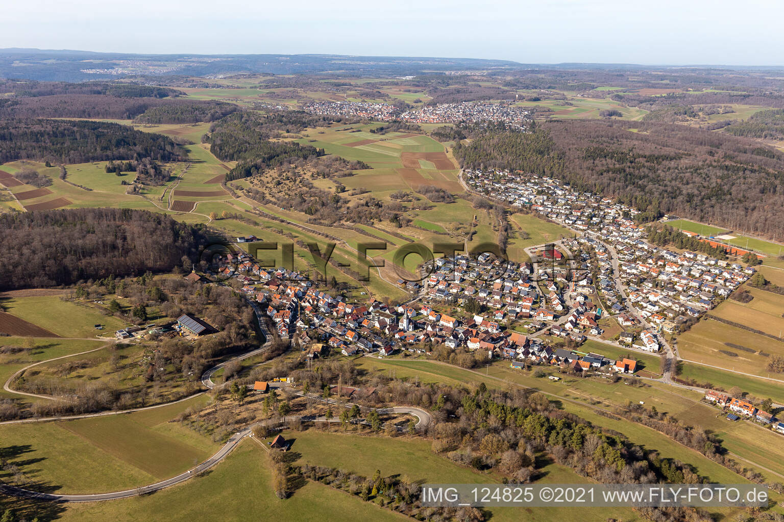 Dorf - Ansicht in Dachtel in Aidlingen im Bundesland Baden-Württemberg, Deutschland