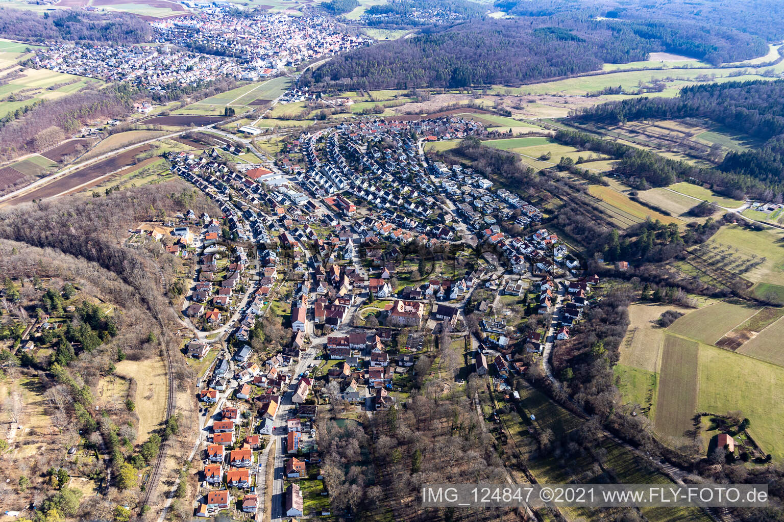 Luftaufnahme von Grafenau im Bundesland Baden-Württemberg, Deutschland