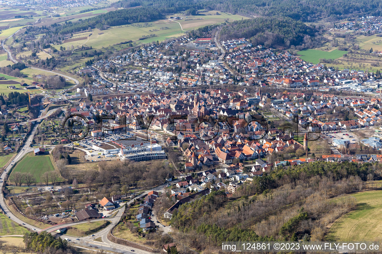 Weil der Stadt im Bundesland Baden-Württemberg, Deutschland aus der Luft betrachtet