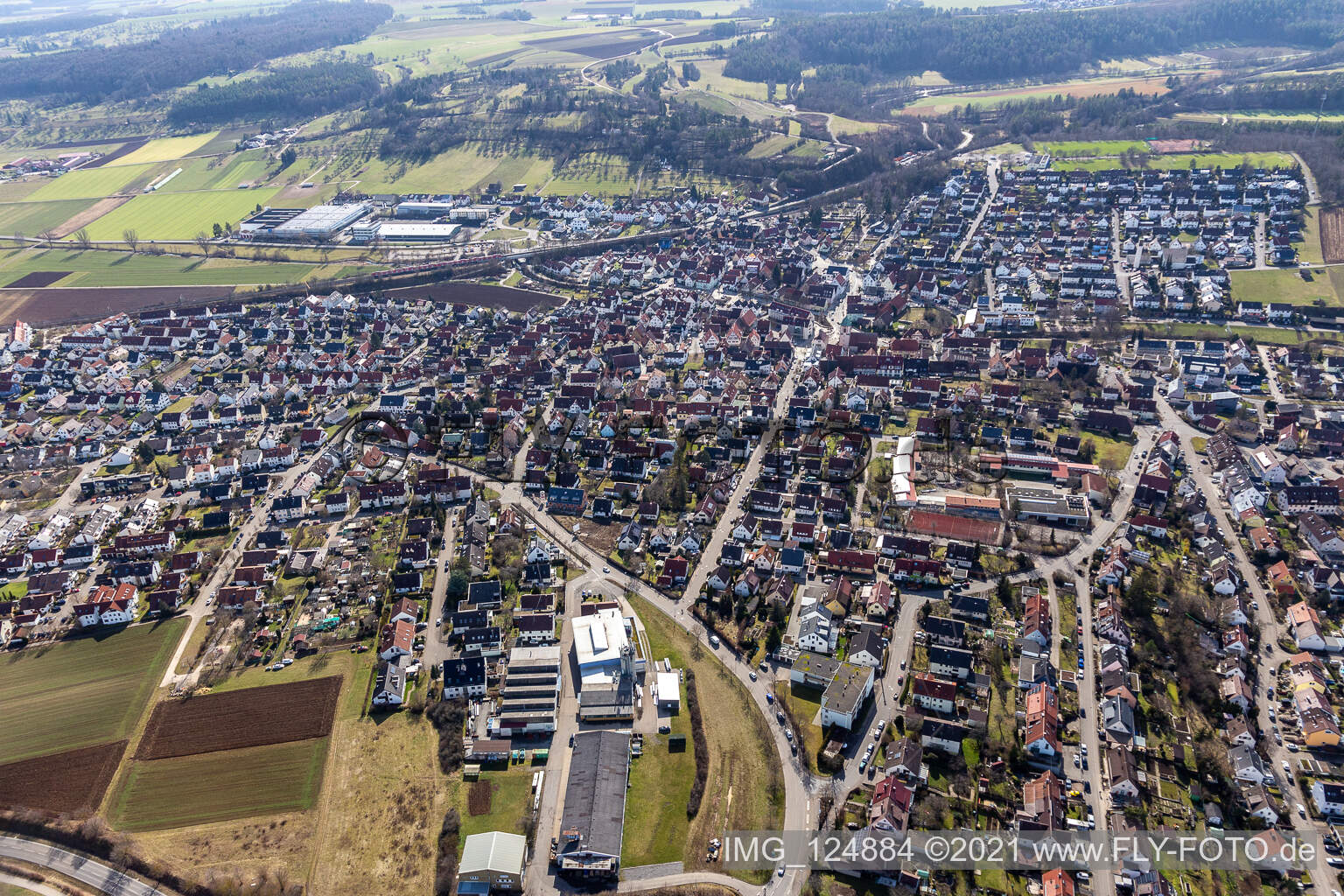 Drohnenbild von Renningen im Bundesland Baden-Württemberg, Deutschland