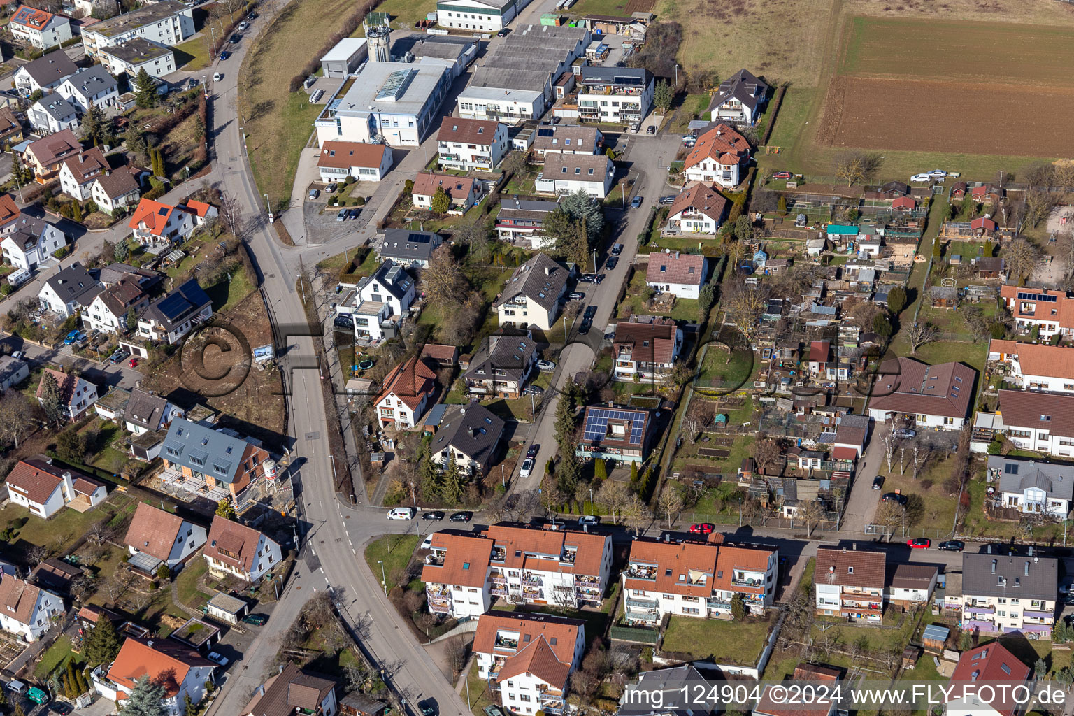 Ortsteil Malmsheim in Renningen im Bundesland Baden-Württemberg, Deutschland von oben