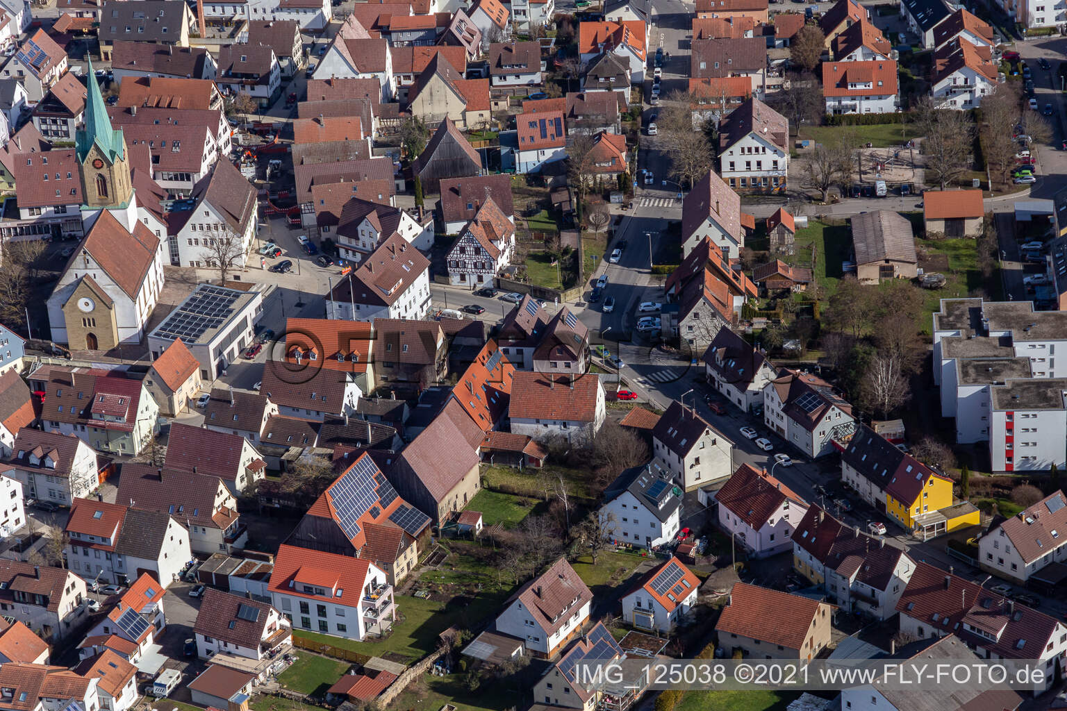 Renningen im Bundesland Baden-Württemberg, Deutschland von einer Drohne aus