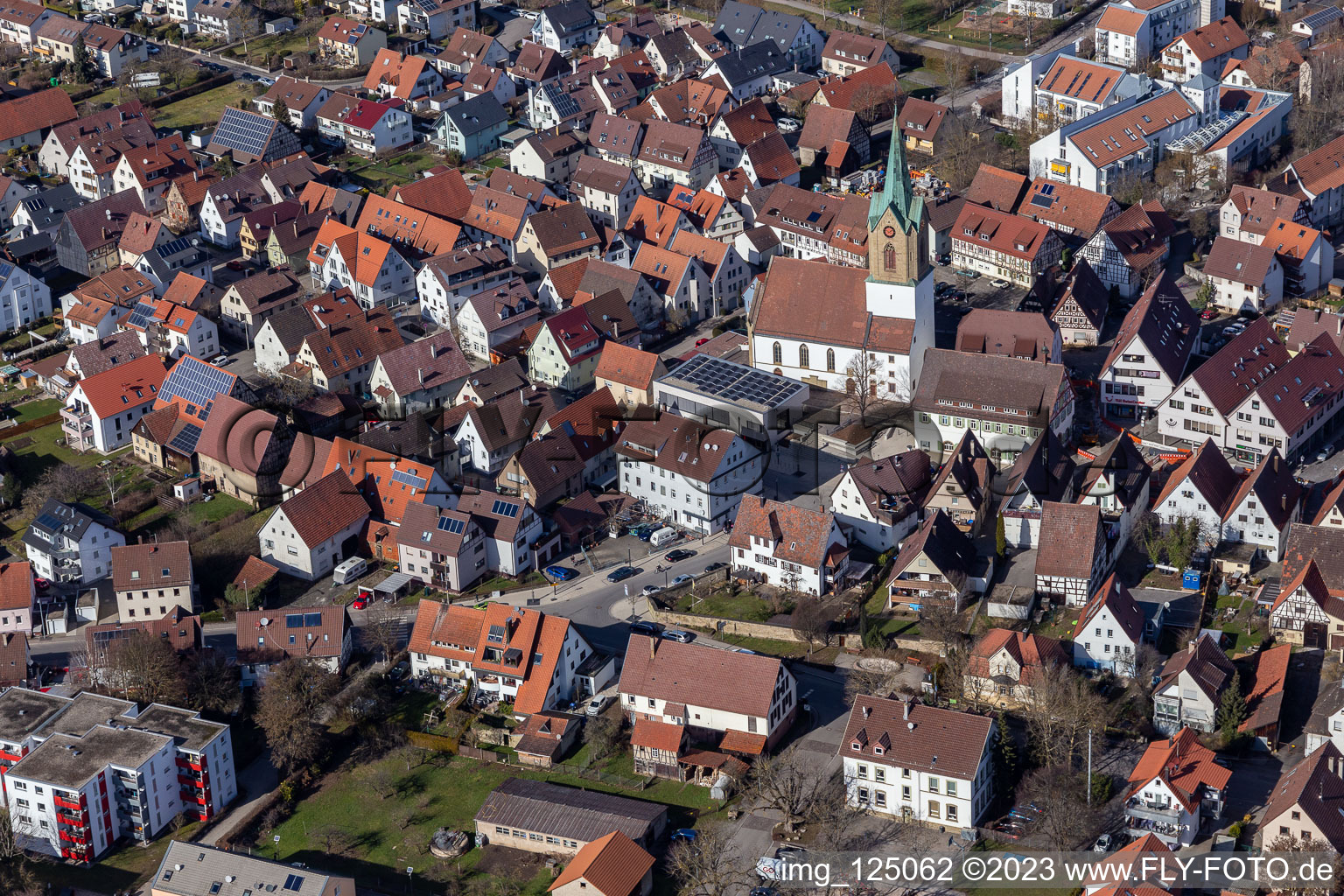 Renningen im Bundesland Baden-Württemberg, Deutschland von der Drohne aus gesehen