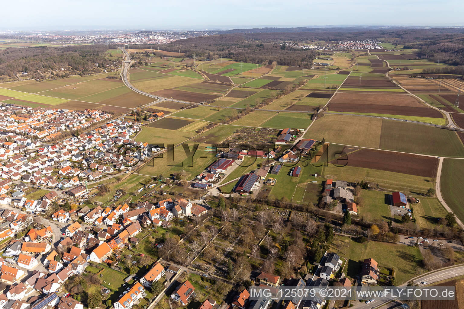 Renningen im Bundesland Baden-Württemberg, Deutschland aus der Luft betrachtet