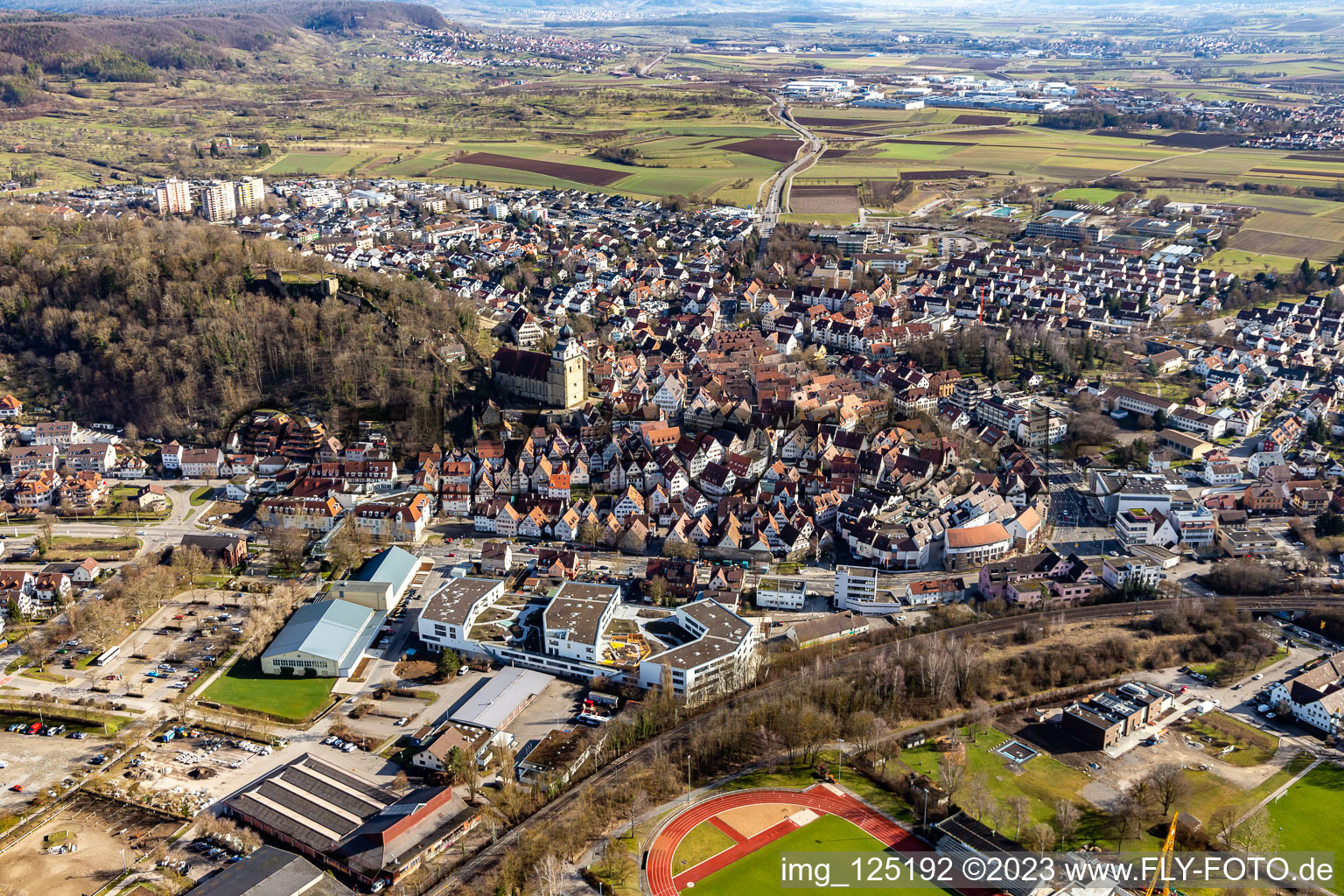 Stadtansicht aus Norden in Herrenberg im Bundesland Baden-Württemberg, Deutschland