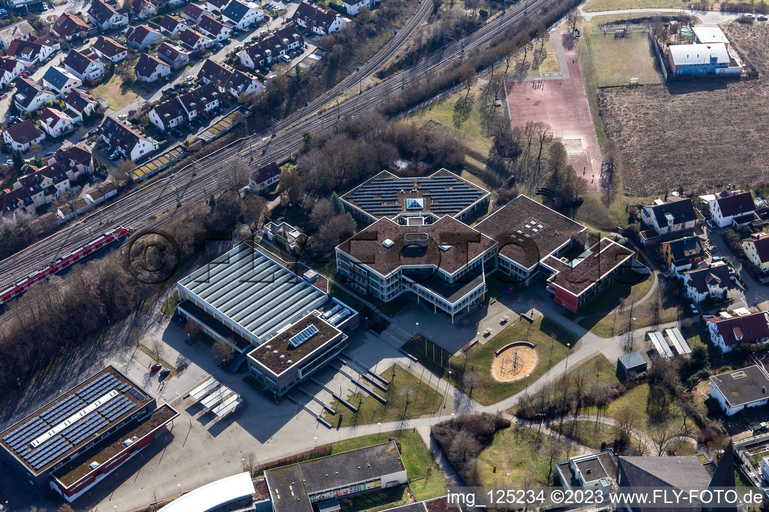 Luftbild von Andreae Gymnasium in Herrenberg im Bundesland Baden-Württemberg, Deutschland
