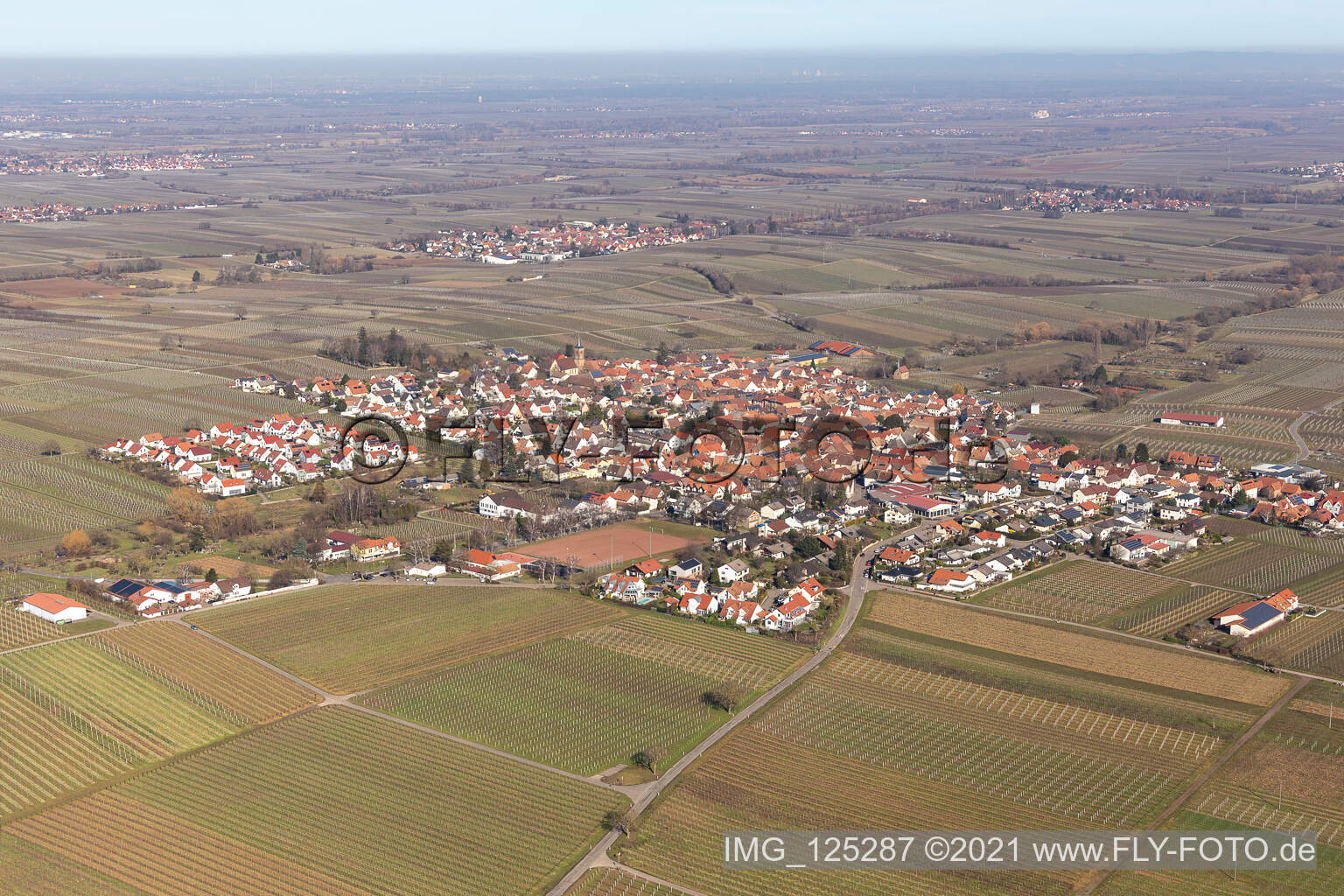 Ortsteil Nußdorf in Landau in der Pfalz im Bundesland Rheinland-Pfalz, Deutschland von oben