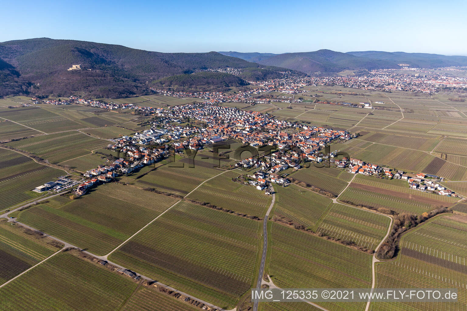 Ortsteil Diedesfeld in Neustadt an der Weinstraße im Bundesland Rheinland-Pfalz, Deutschland aus der Luft
