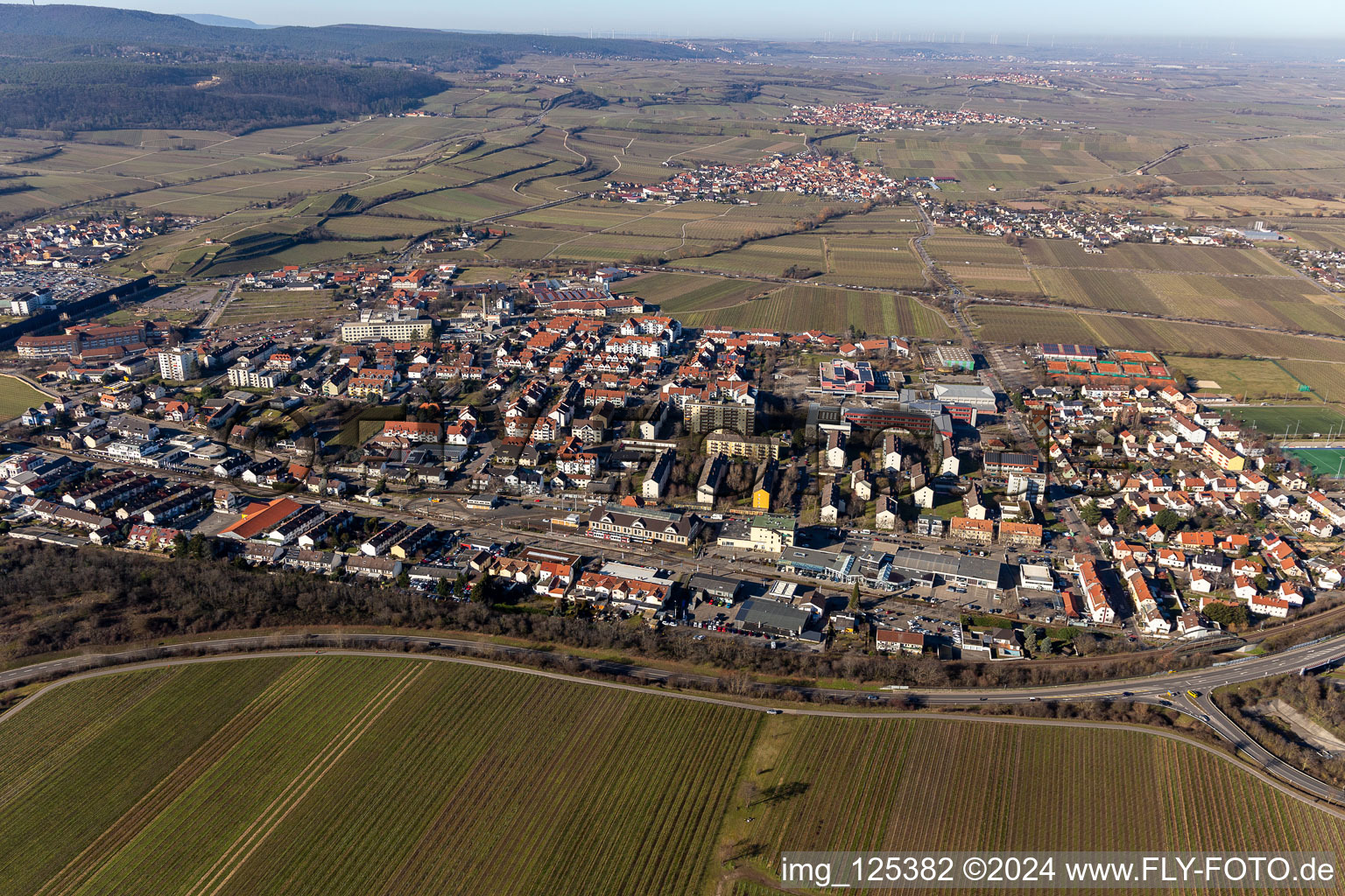 Mannheimer Straße im Ortsteil Pfeffingen in Bad Dürkheim im Bundesland Rheinland-Pfalz, Deutschland