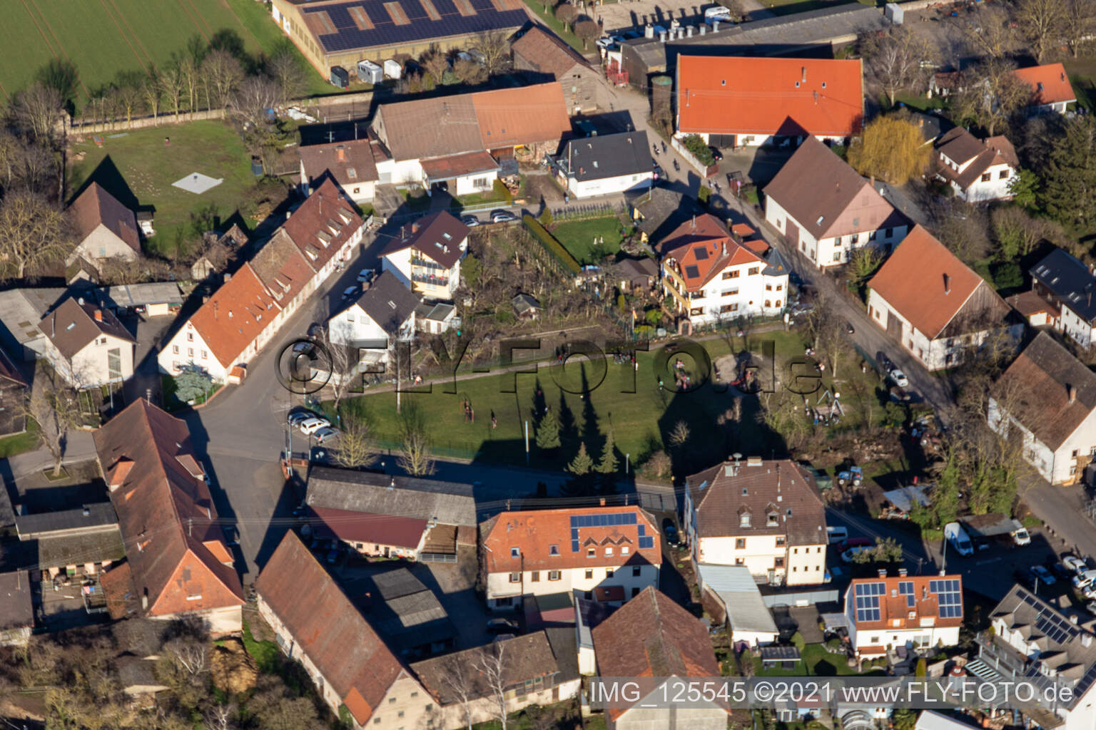 Dorf - Ansicht in Bruchhausen in Sandhausen im Bundesland Baden-Württemberg, Deutschland