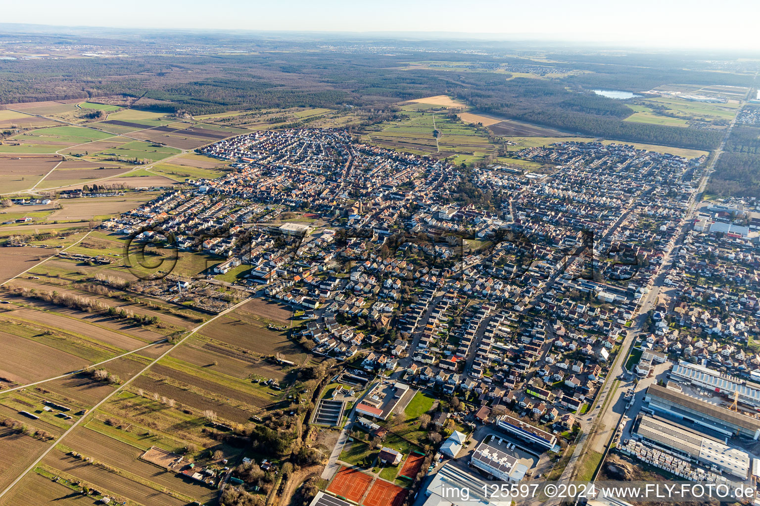 Waghäusel im Bundesland Baden-Württemberg, Deutschland vom Flugzeug aus