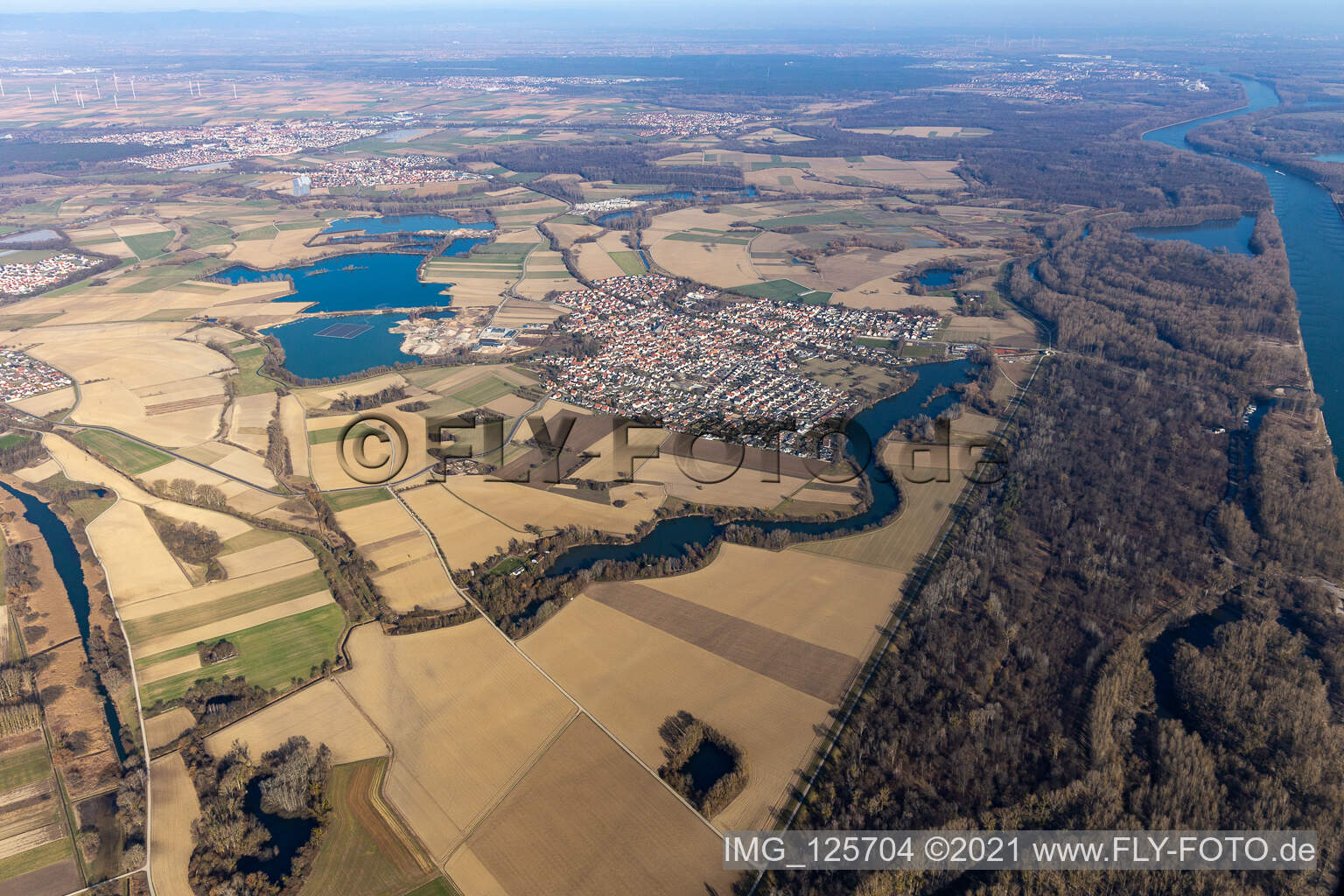 Luftaufnahme von Leimersheim im Bundesland Rheinland-Pfalz, Deutschland