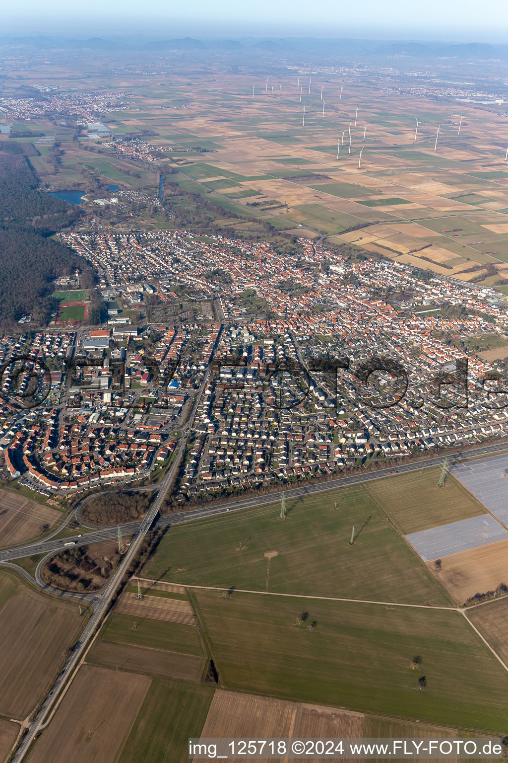 Rülzheim im Bundesland Rheinland-Pfalz, Deutschland von oben gesehen