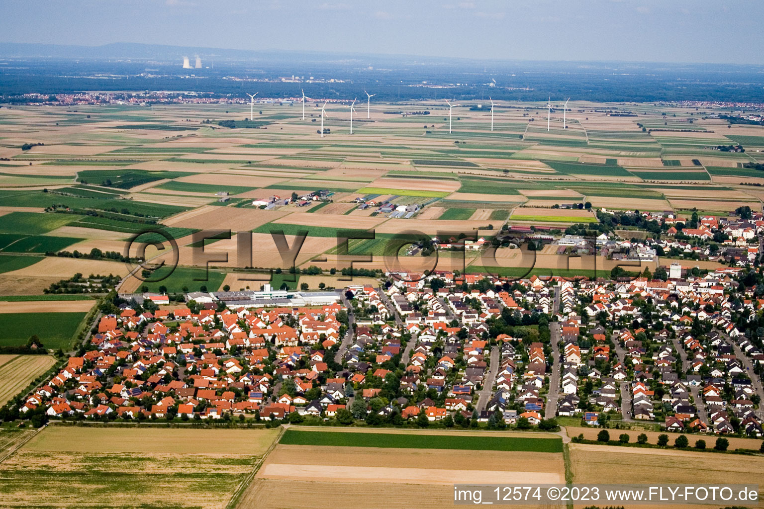 Ortsteil Herxheim in Herxheim bei Landau/Pfalz im Bundesland Rheinland-Pfalz, Deutschland von oben gesehen