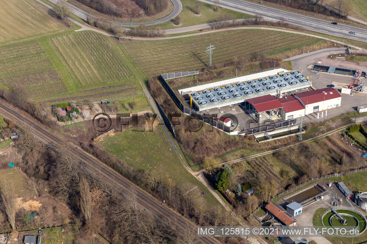 Luftbild von Geothermiekraftwerk in Insheim im Bundesland Rheinland-Pfalz, Deutschland