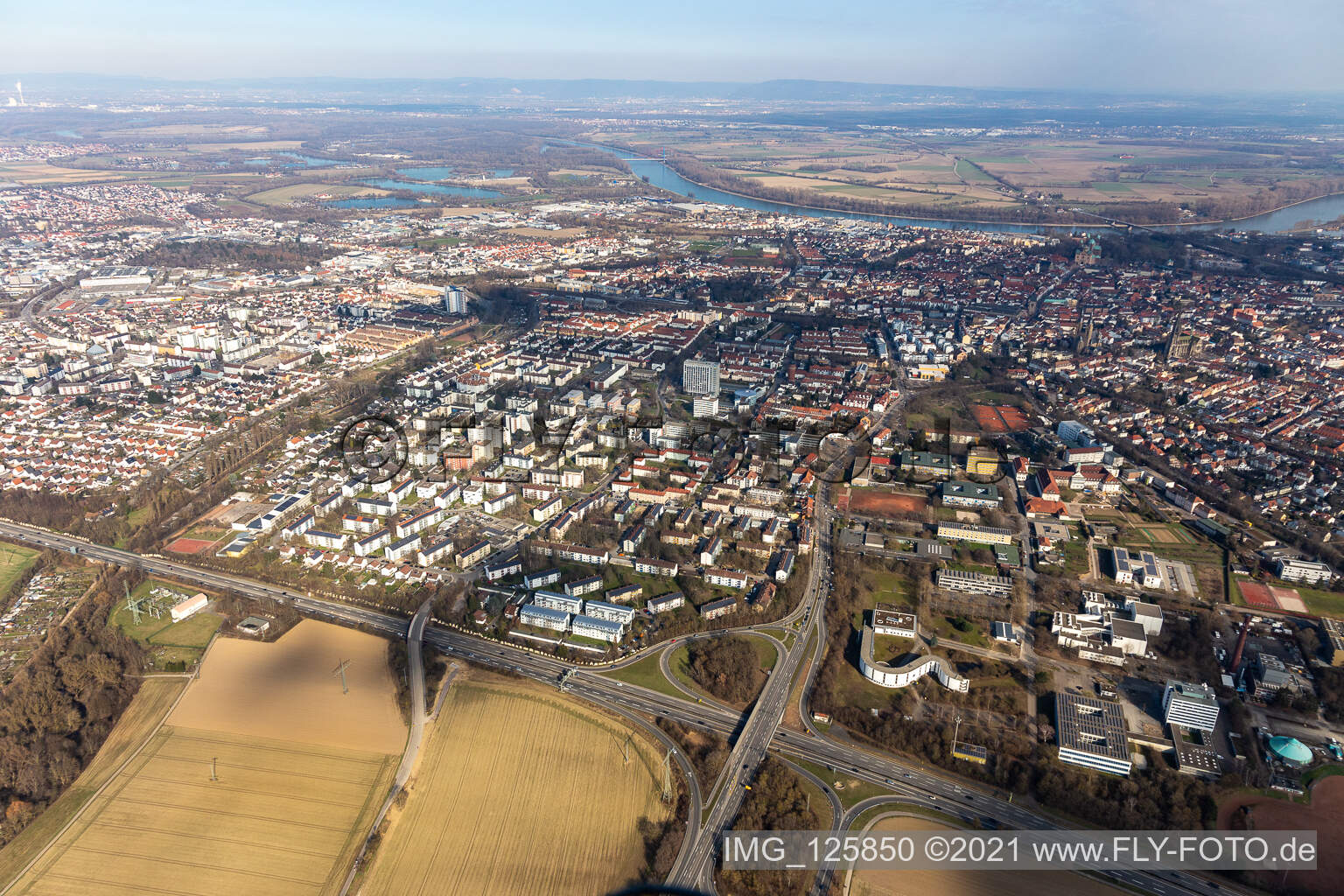 Luftbild von Speyer West im Bundesland Rheinland-Pfalz, Deutschland
