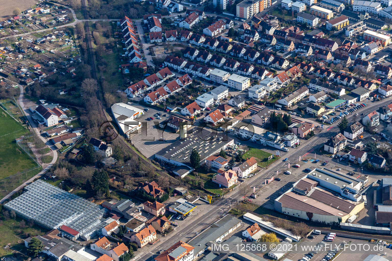 Ehemaliges Promarkt-Gelände Am Rabensteinerweg in Speyer im Bundesland Rheinland-Pfalz, Deutschland von oben