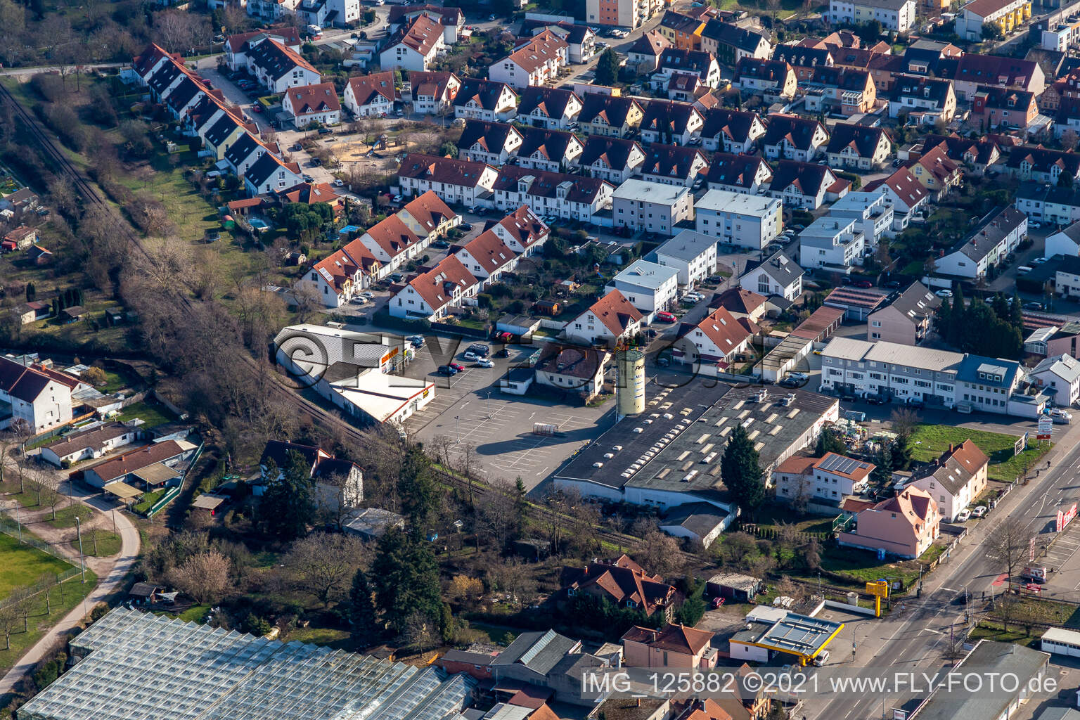 Ehemaliges Promarkt-Gelände Am Rabensteinerweg in Speyer im Bundesland Rheinland-Pfalz, Deutschland aus der Luft
