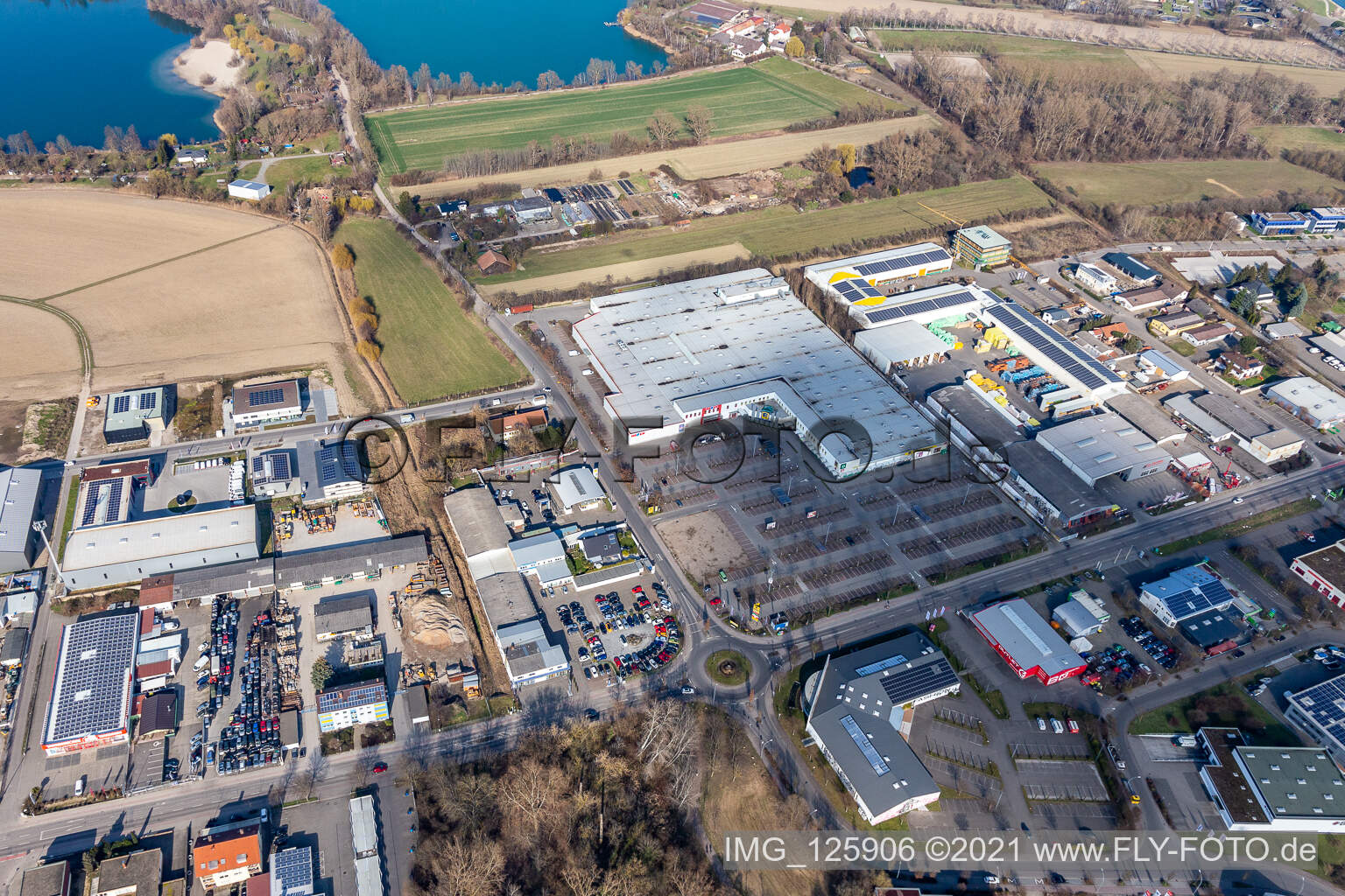 Industriegebiet Nachtweide, E center Stiegler in Speyer im Bundesland Rheinland-Pfalz, Deutschland