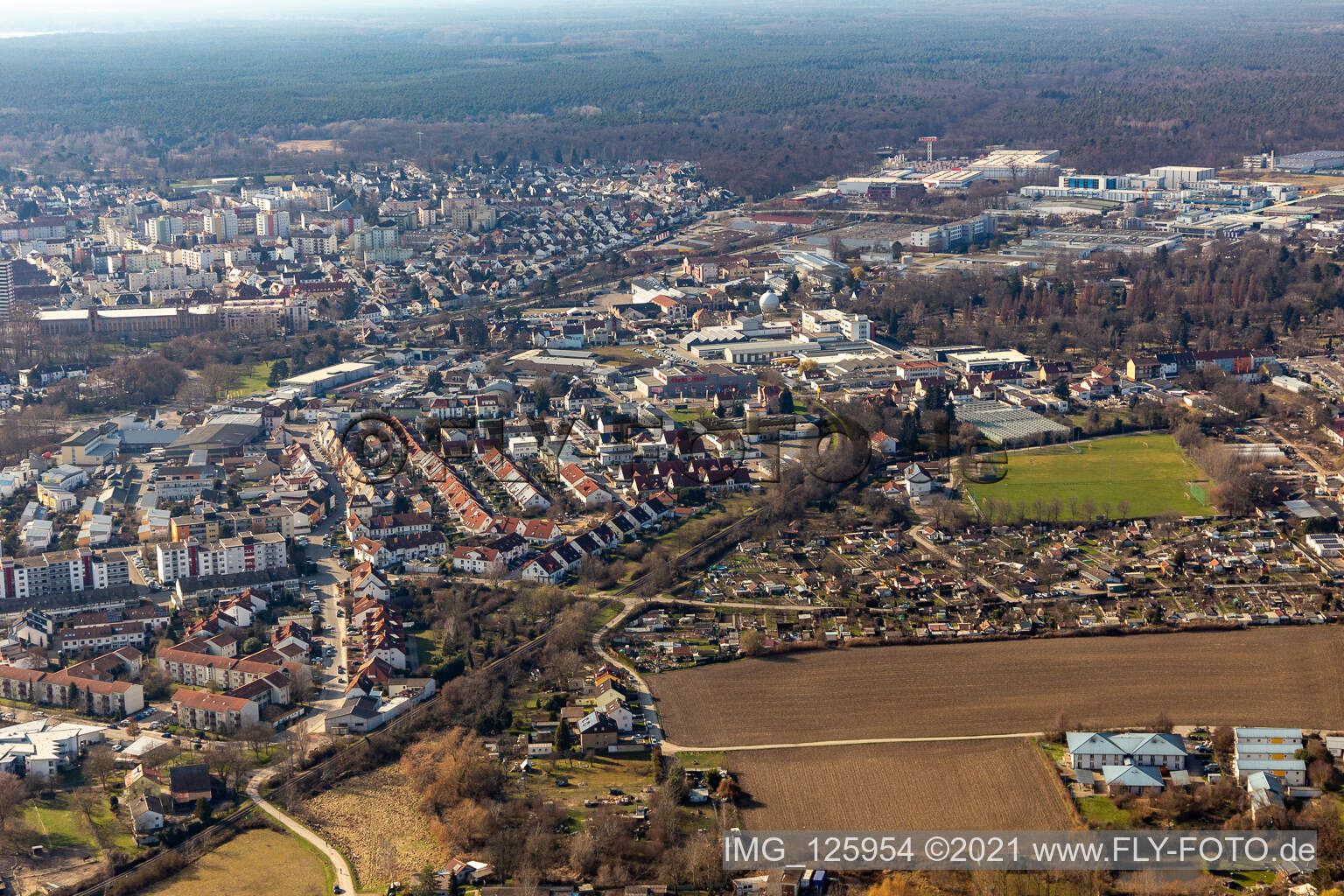 Speyer West im Bundesland Rheinland-Pfalz, Deutschland vom Flugzeug aus
