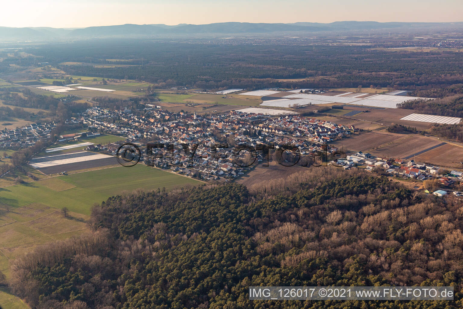Hanhofen im Bundesland Rheinland-Pfalz, Deutschland vom Flugzeug aus