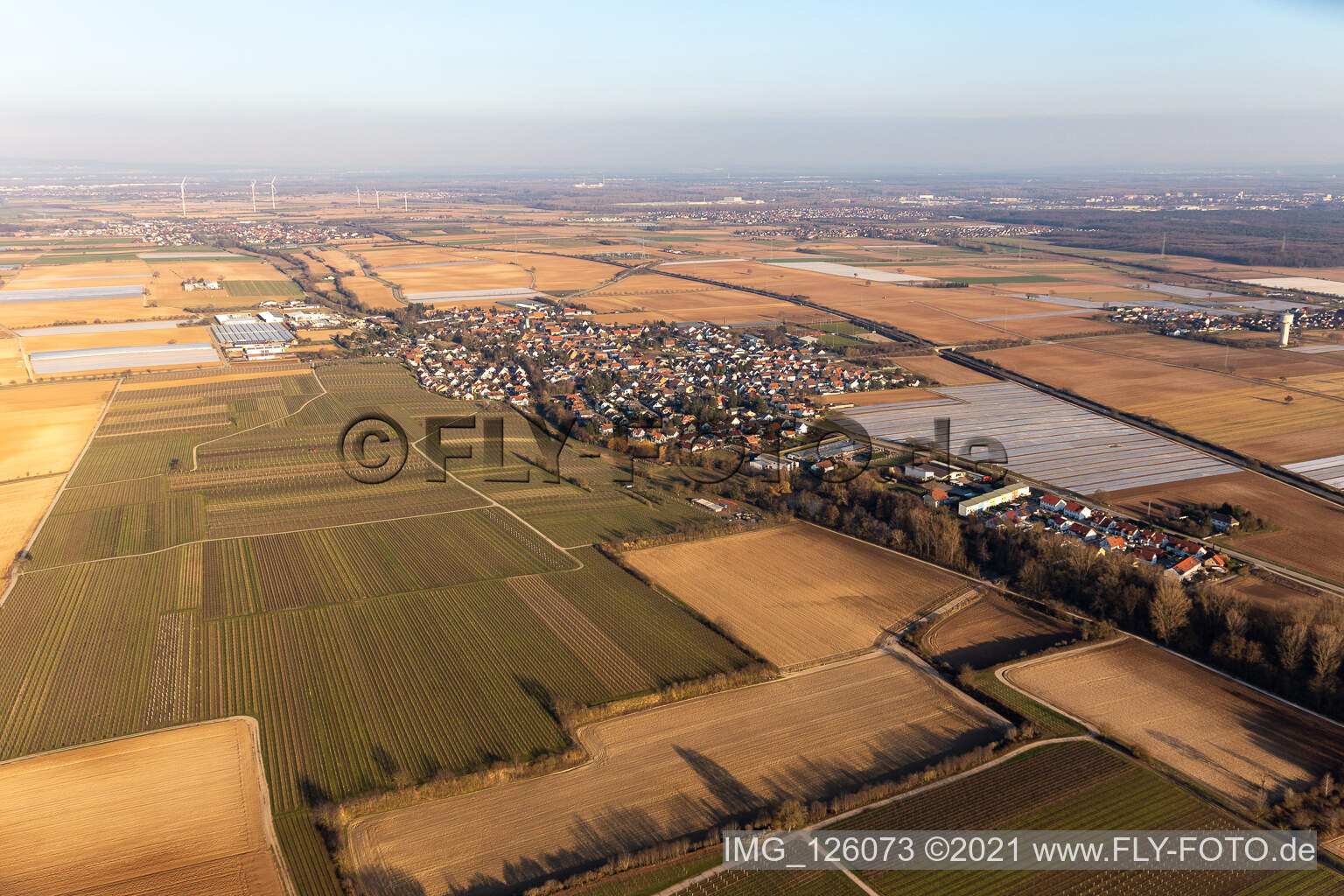 Drohnenbild von Weingarten im Bundesland Rheinland-Pfalz, Deutschland