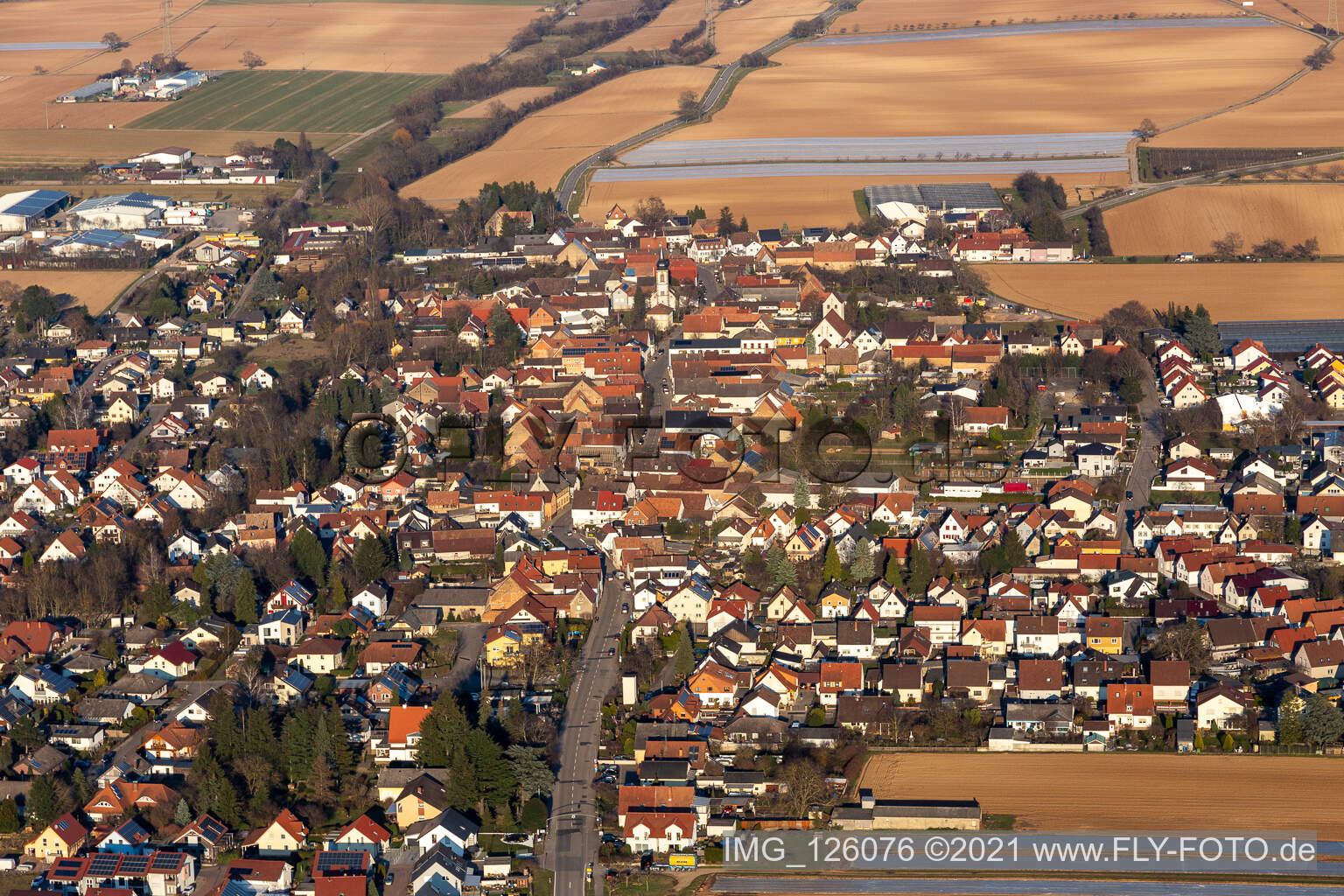 Weingarten im Bundesland Rheinland-Pfalz, Deutschland von der Drohne aus gesehen