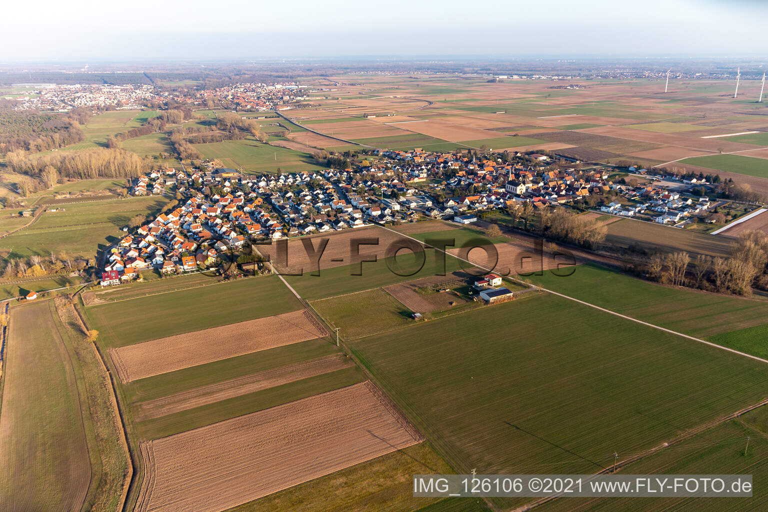 Luftbild von Knittelsheim im Bundesland Rheinland-Pfalz, Deutschland