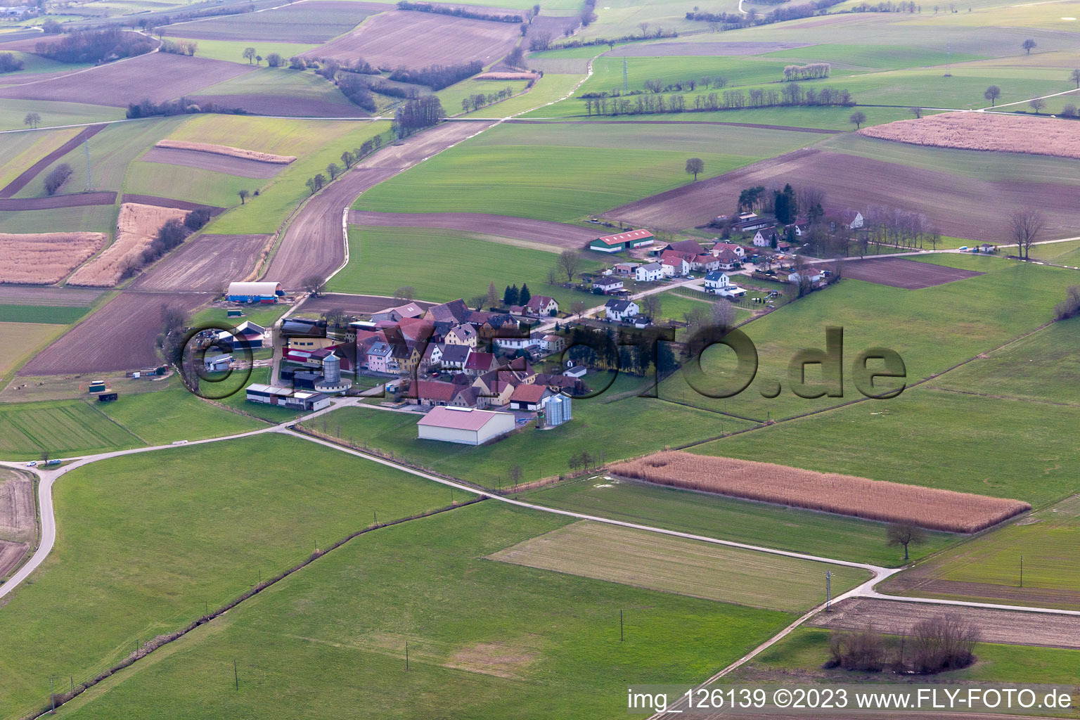 Luftbild von Ortsteil Deutschhof in Kapellen-Drusweiler im Bundesland Rheinland-Pfalz, Deutschland