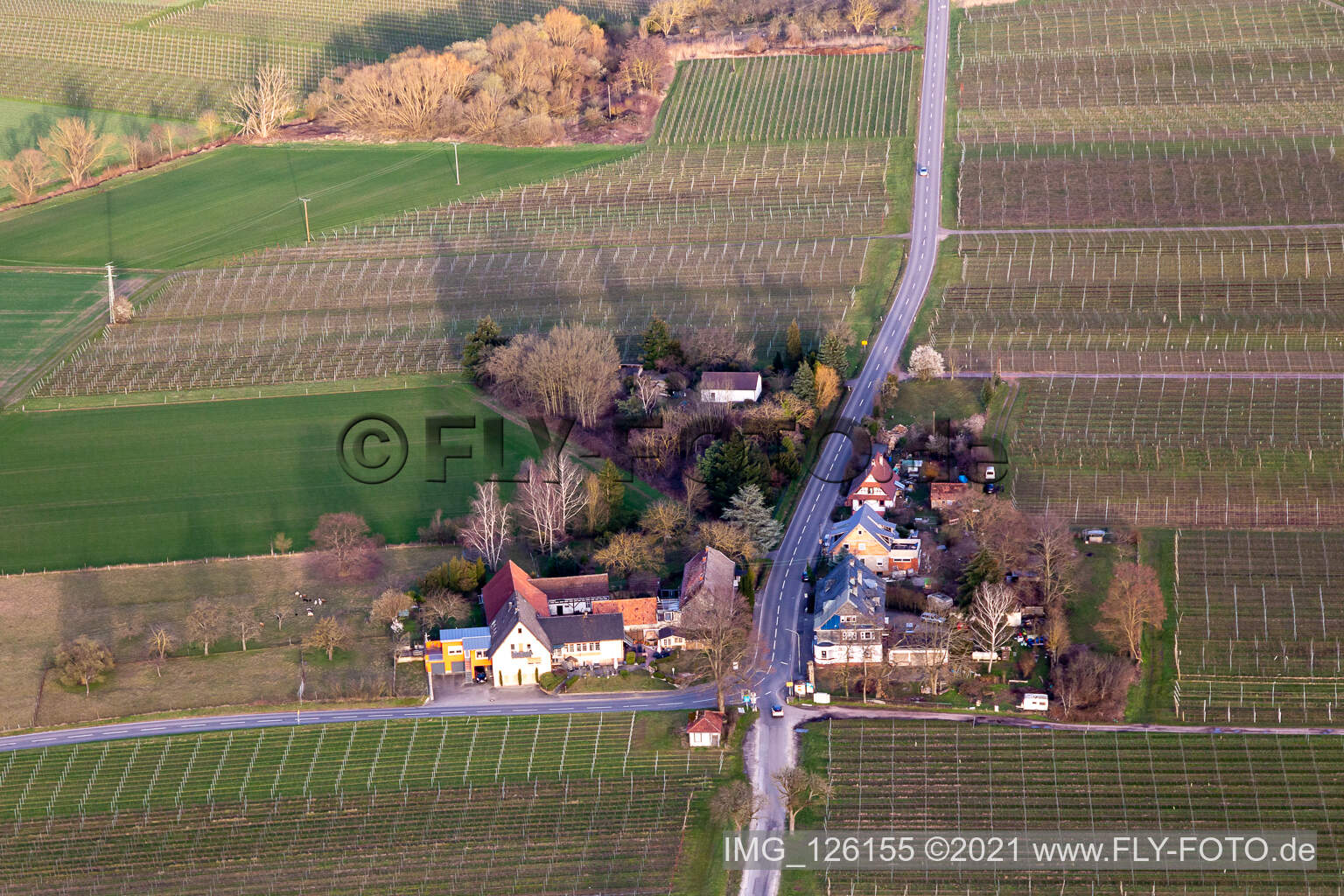 Luftbild von Windhof, grüne Grenze nach Frankreich in Schweighofen im Bundesland Rheinland-Pfalz, Deutschland