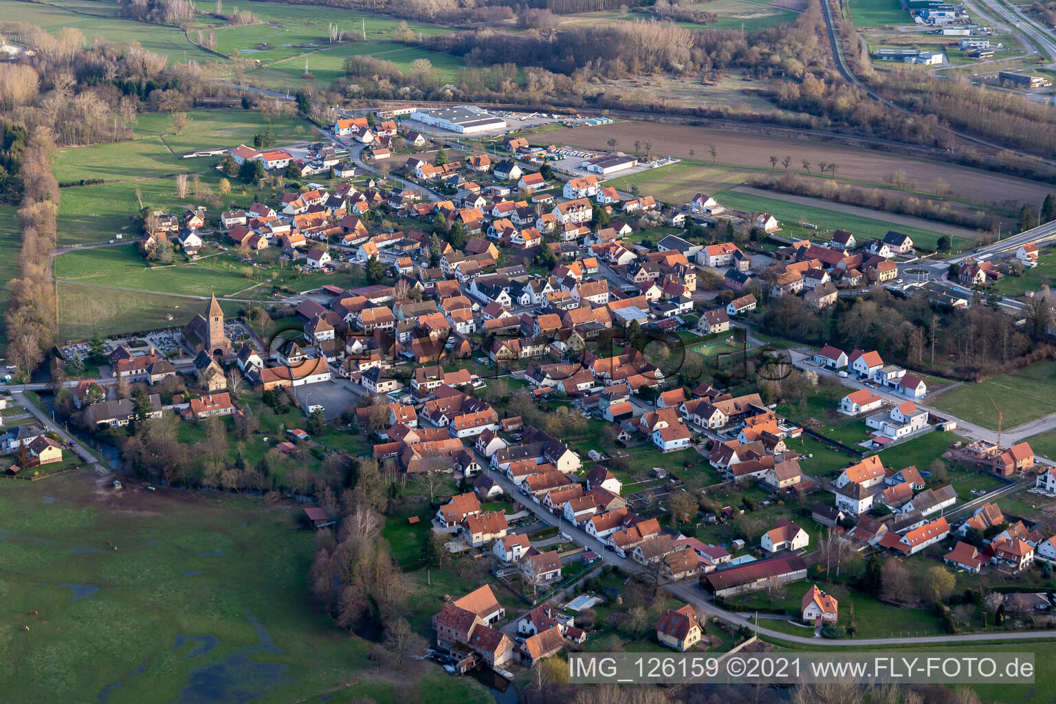 Wissembourg im Bundesland Bas-Rhin, Frankreich aus der Luft betrachtet