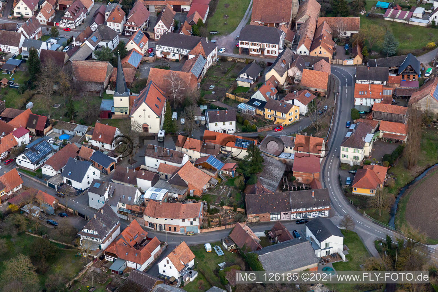 Luftbild von Protestantische Kirche in Barbelroth im Bundesland Rheinland-Pfalz, Deutschland