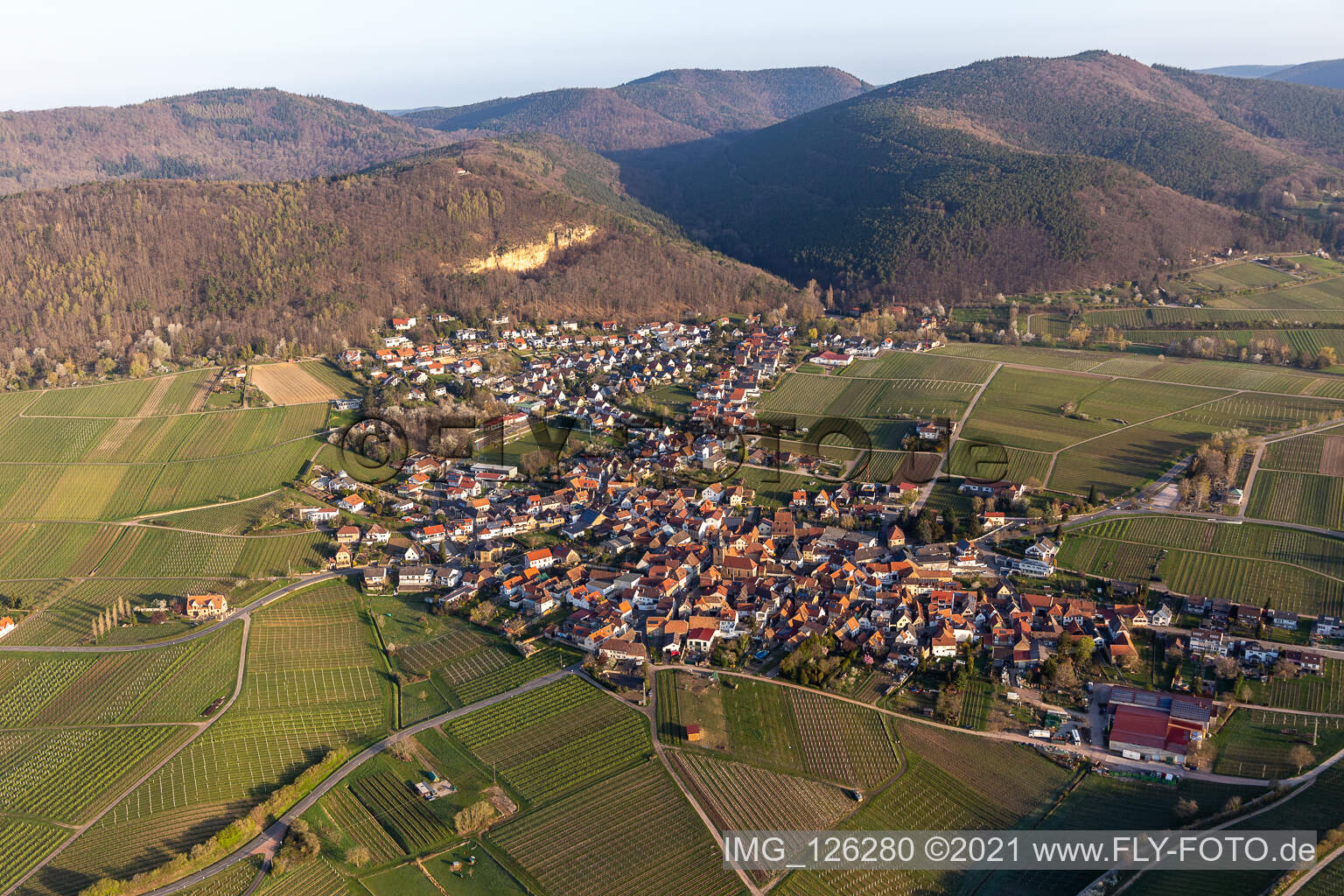 Frankweiler im Bundesland Rheinland-Pfalz, Deutschland von der Drohne aus gesehen