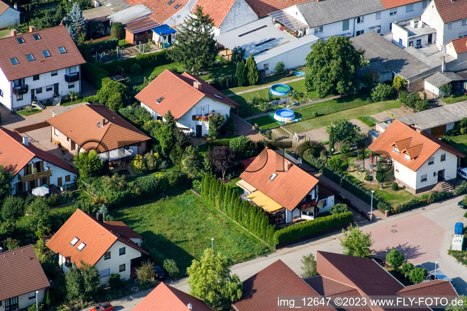 Haßloch im Bundesland Rheinland-Pfalz, Deutschland aus der Drohnenperspektive