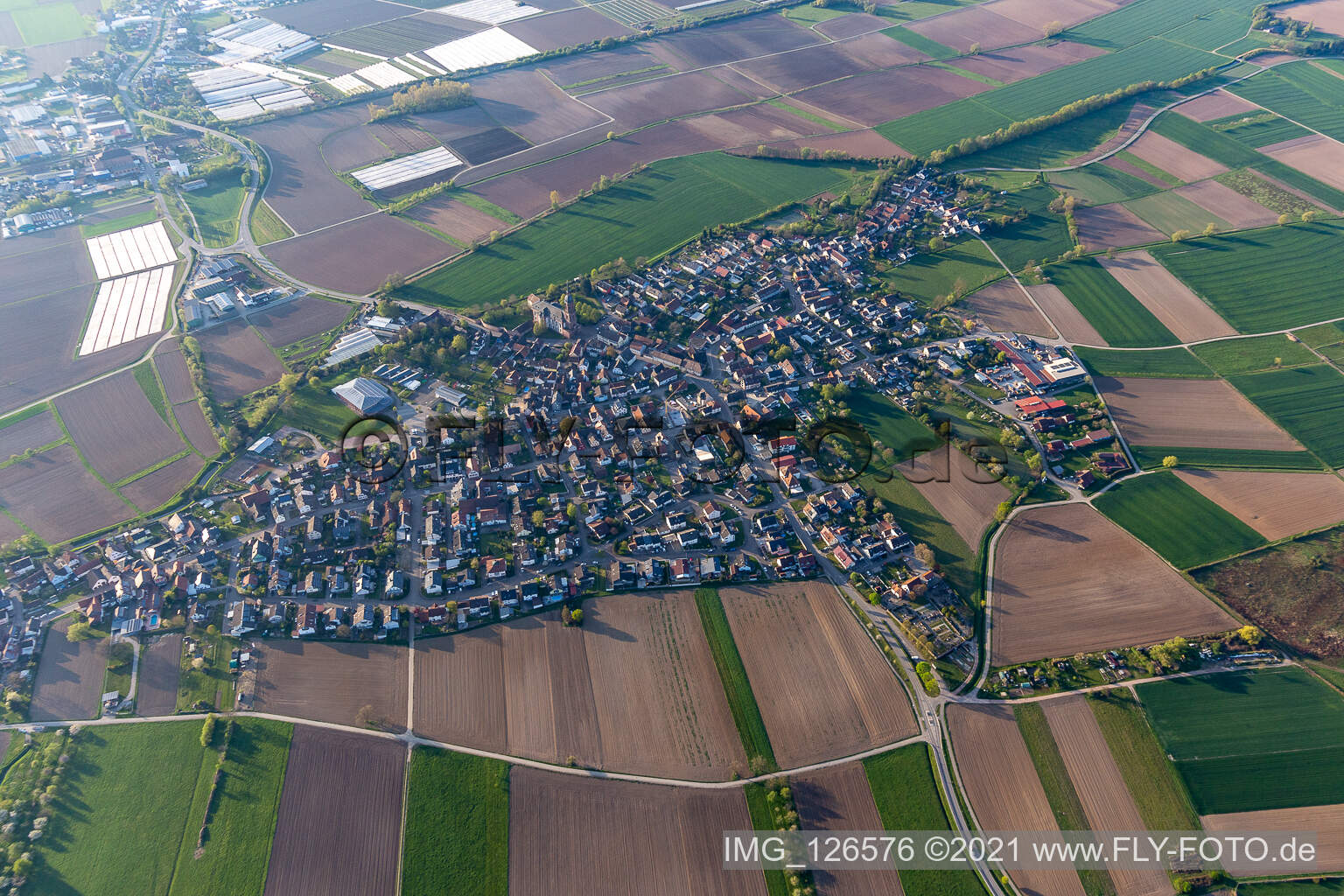 Luftbild von Schuttern in Friesenheim im Bundesland Baden-Württemberg, Deutschland