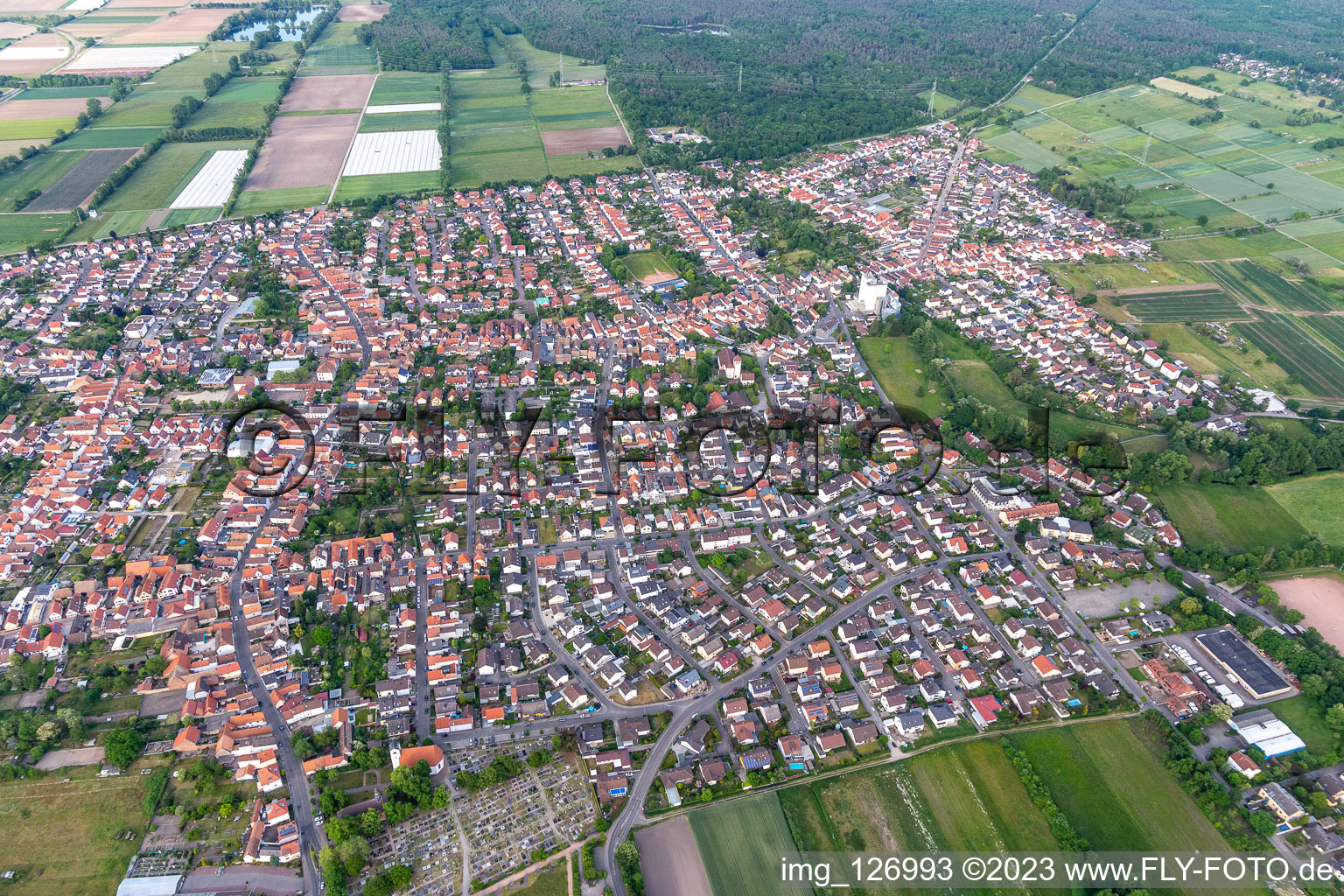Luftaufnahme von Ortsteil Iggelheim in Böhl-Iggelheim im Bundesland Rheinland-Pfalz, Deutschland