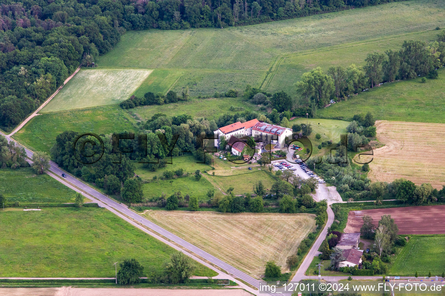 Zeiskamer Mühle im Bundesland Rheinland-Pfalz, Deutschland aus der Luft