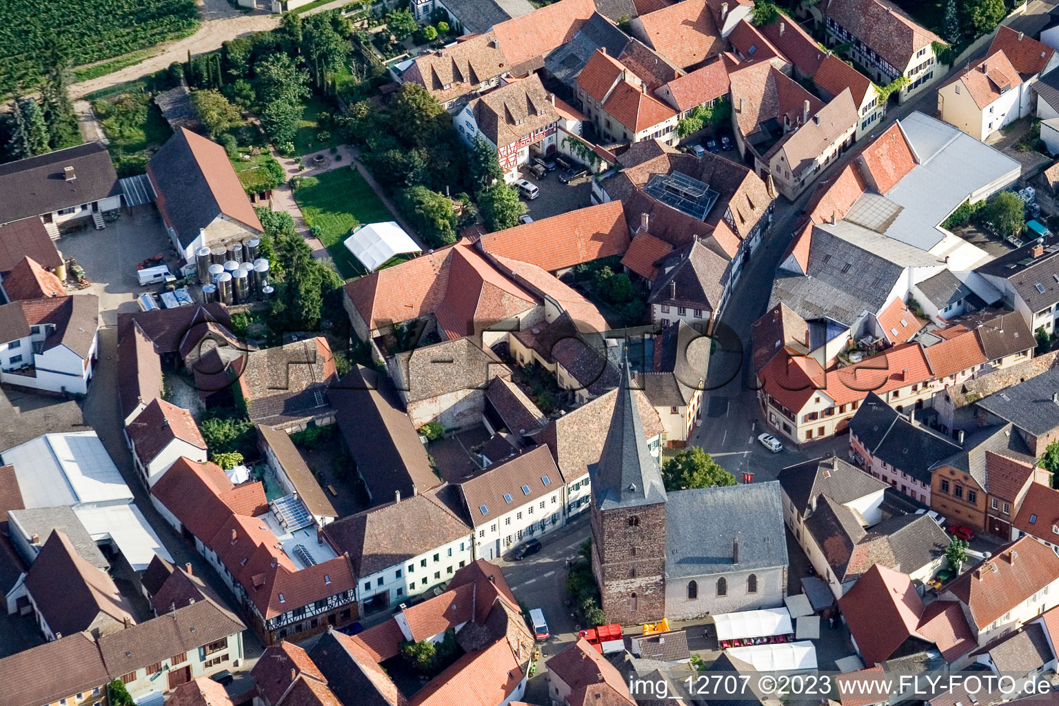 Großkarlbach im Bundesland Rheinland-Pfalz, Deutschland aus der Luft betrachtet